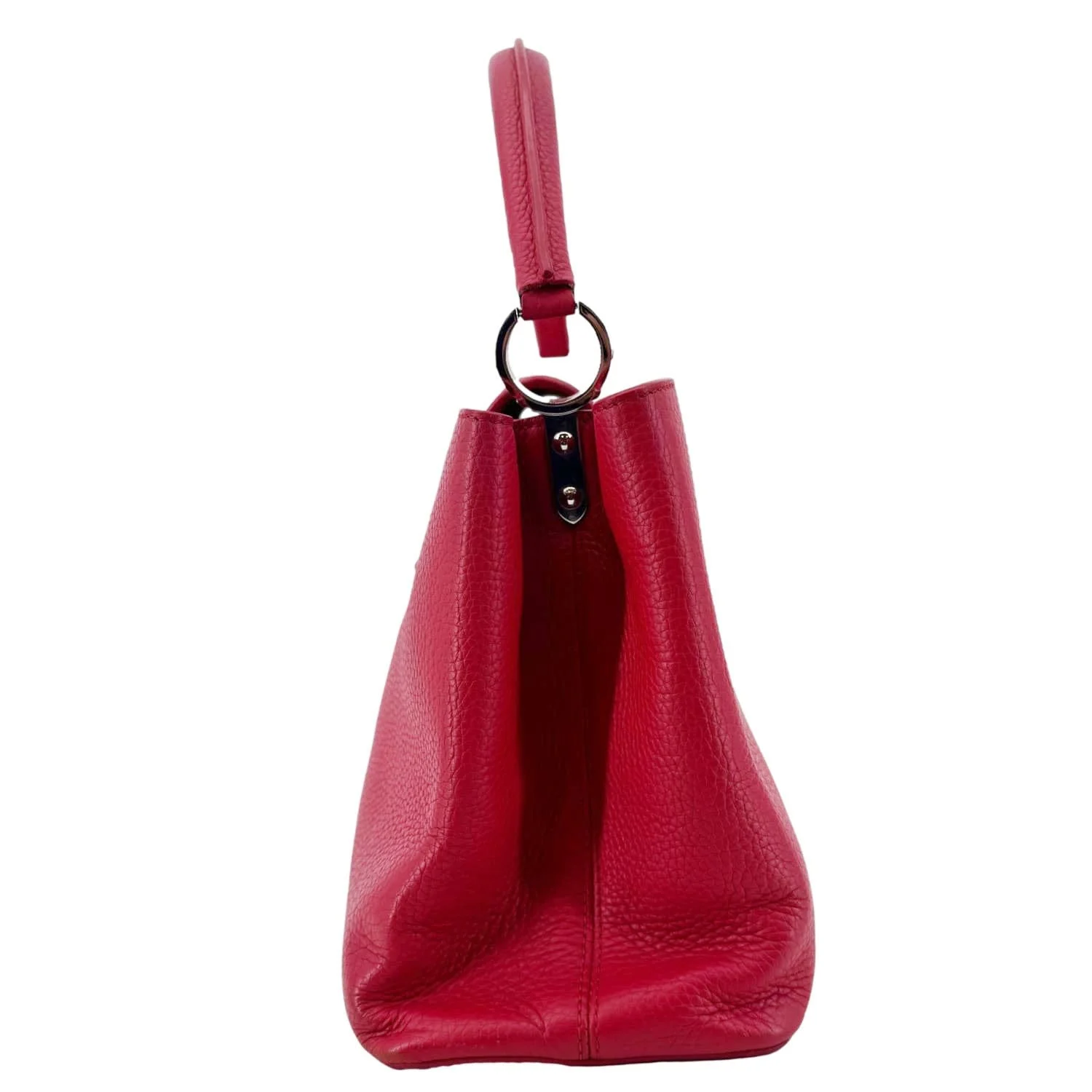 LOUIS VUITTON Capucines MM Taurillon Leather Satchel Bag Red - Image 5