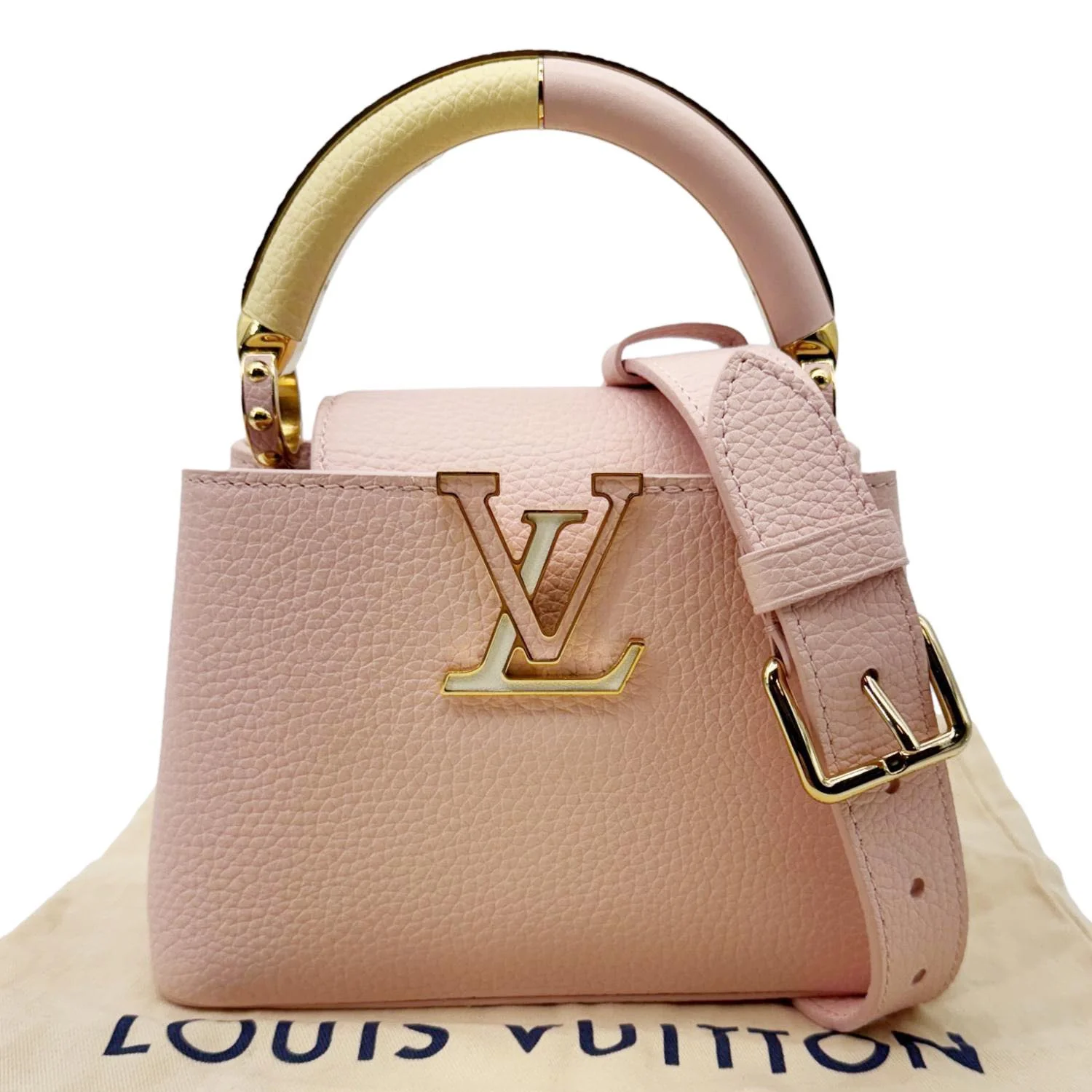 LOUIS VUITTON Capucines Mini Taurillon Leather Crossbody Bag Pink - Image 3