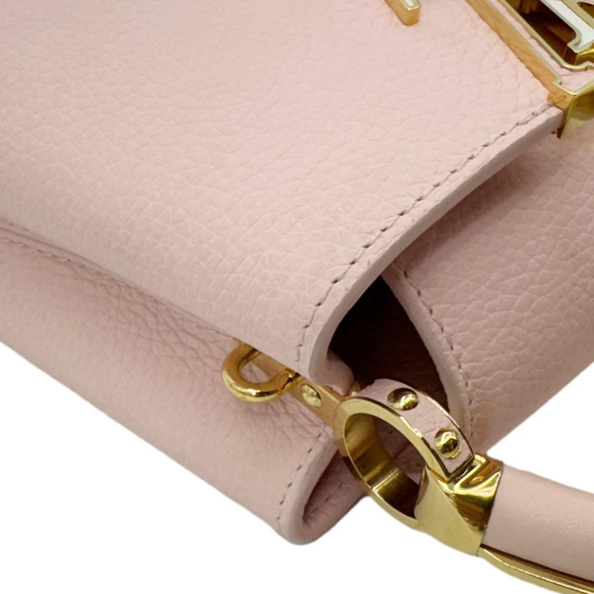 LOUIS VUITTON Capucines Mini Taurillon Leather Crossbody Bag Pink - Image 6