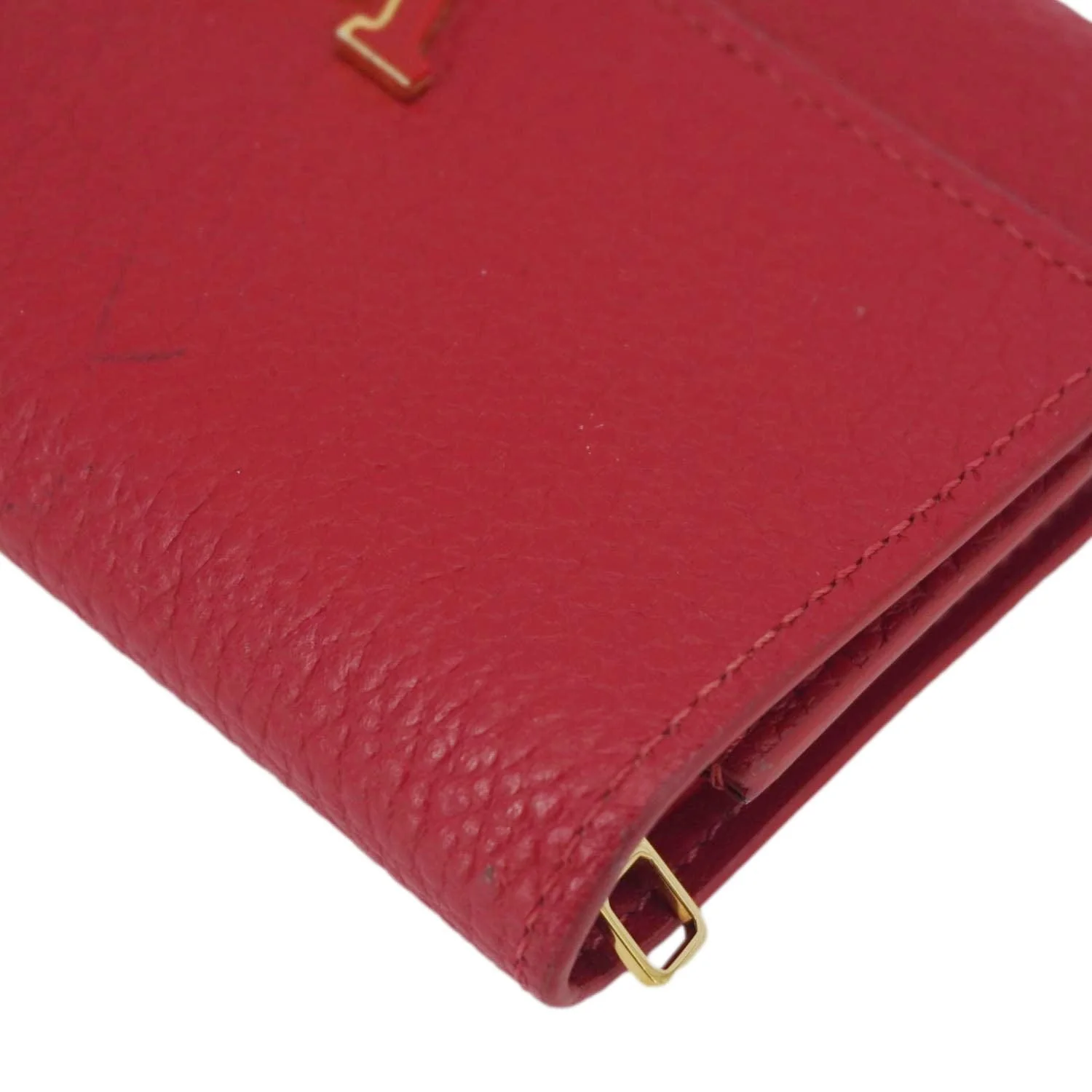 LOUIS VUITTON Capucines Taurillon Leather Compact Wallet Red - Image 5