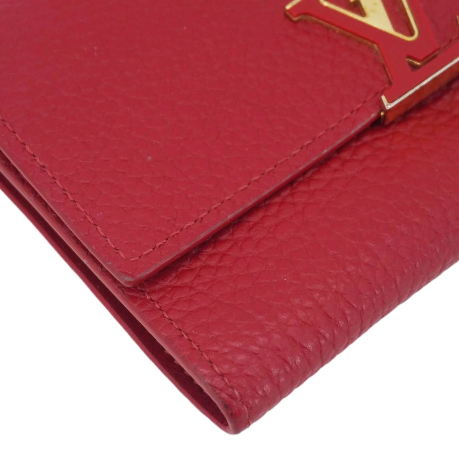 LOUIS VUITTON Capucines Taurillon Leather Compact Wallet Red - Image 7