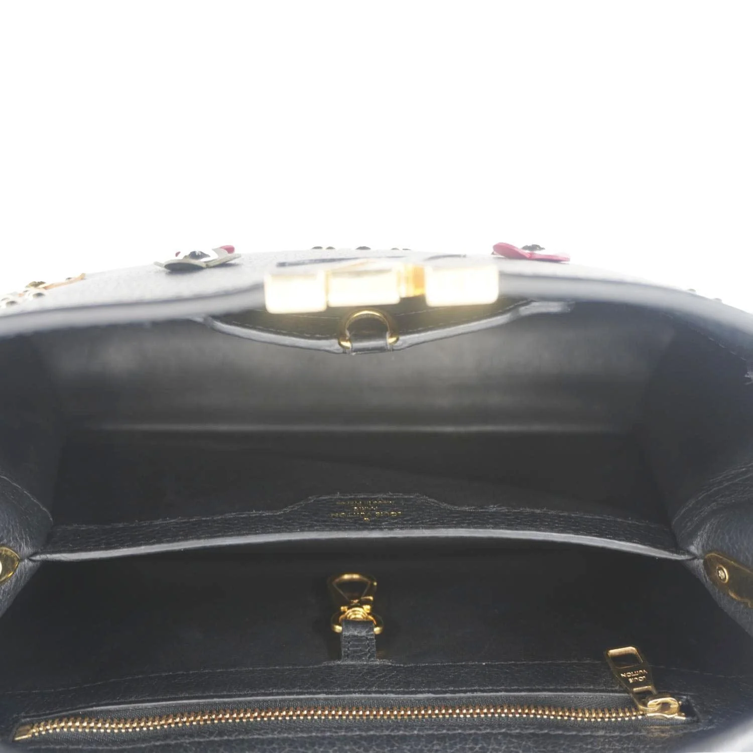 LOUIS VUITTON Capucines PM Mechanical Flower Taurillon Leather Shoulder Bag Black - Image 14