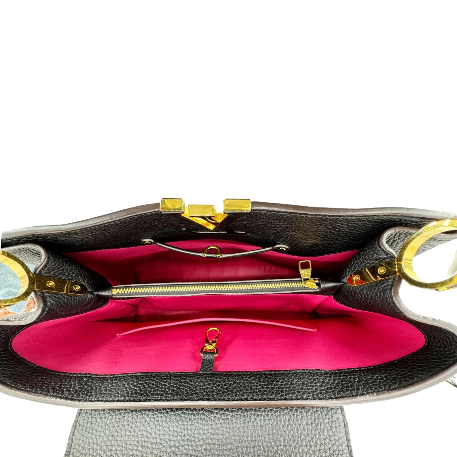 LOUIS VUITTON Capucines MM Taurillon Leather Satchel Bag Black - Image 12
