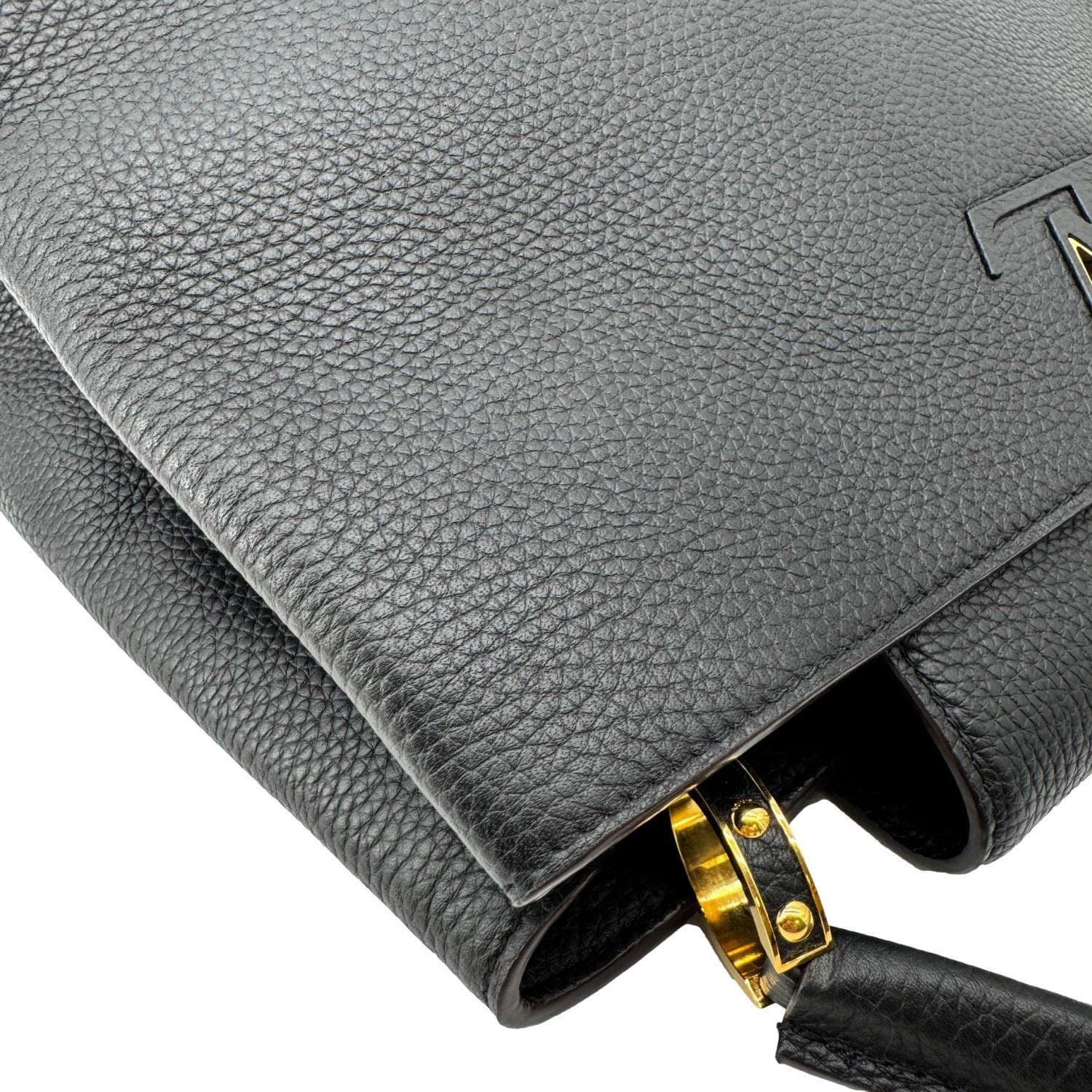 LOUIS VUITTON Capucines MM Taurillon Leather Satchel Bag Black - Image 5