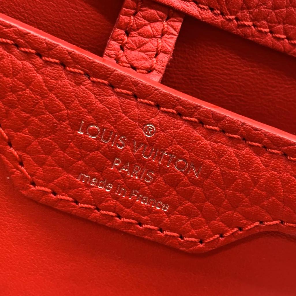 LOUIS VUITTON Capucines MM Taurillon Leather Satchel Bag Red - Image 16