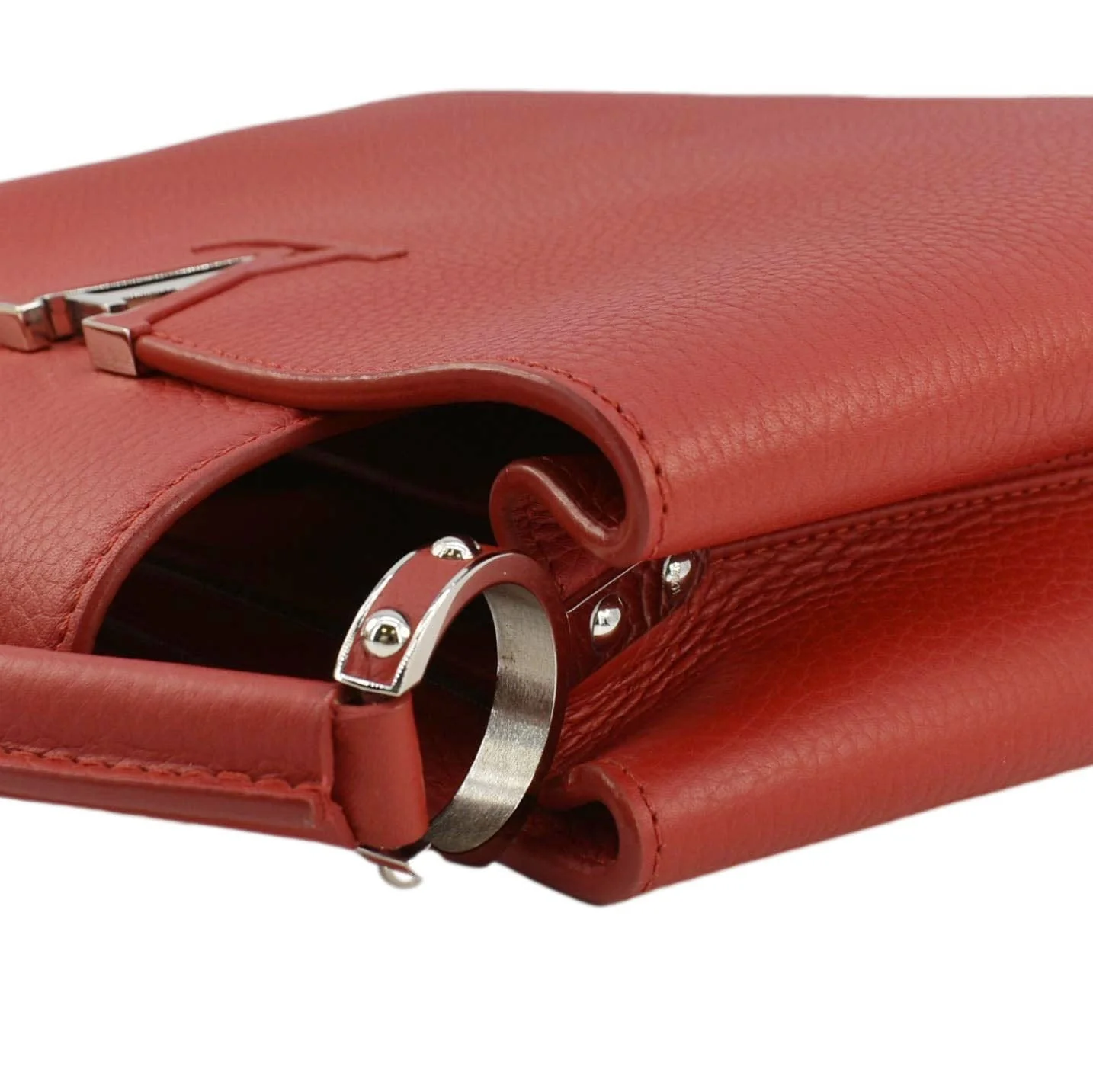 LOUIS VUITTON Capucines MM Taurillon Leather Satchel Bag Red - Image 6