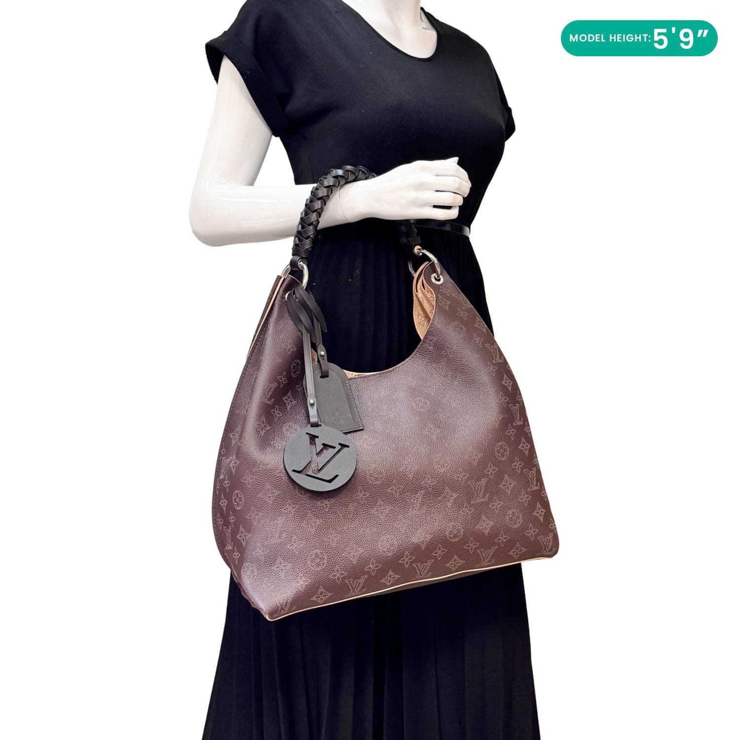 LOUIS VUITTON Carmel Mahina Leather Hobo Bag Chocolate - Image 2
