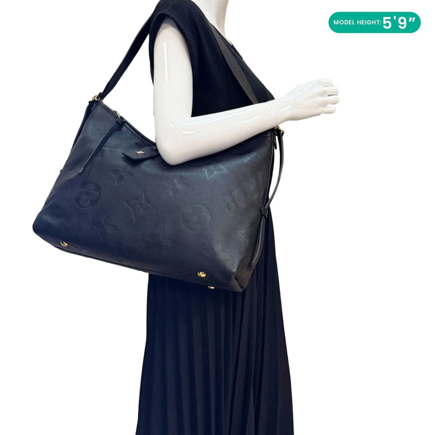 LOUIS VUITTON Carryall MM Monogram Empreinte Leather Shoulder Bag Black - Image 2