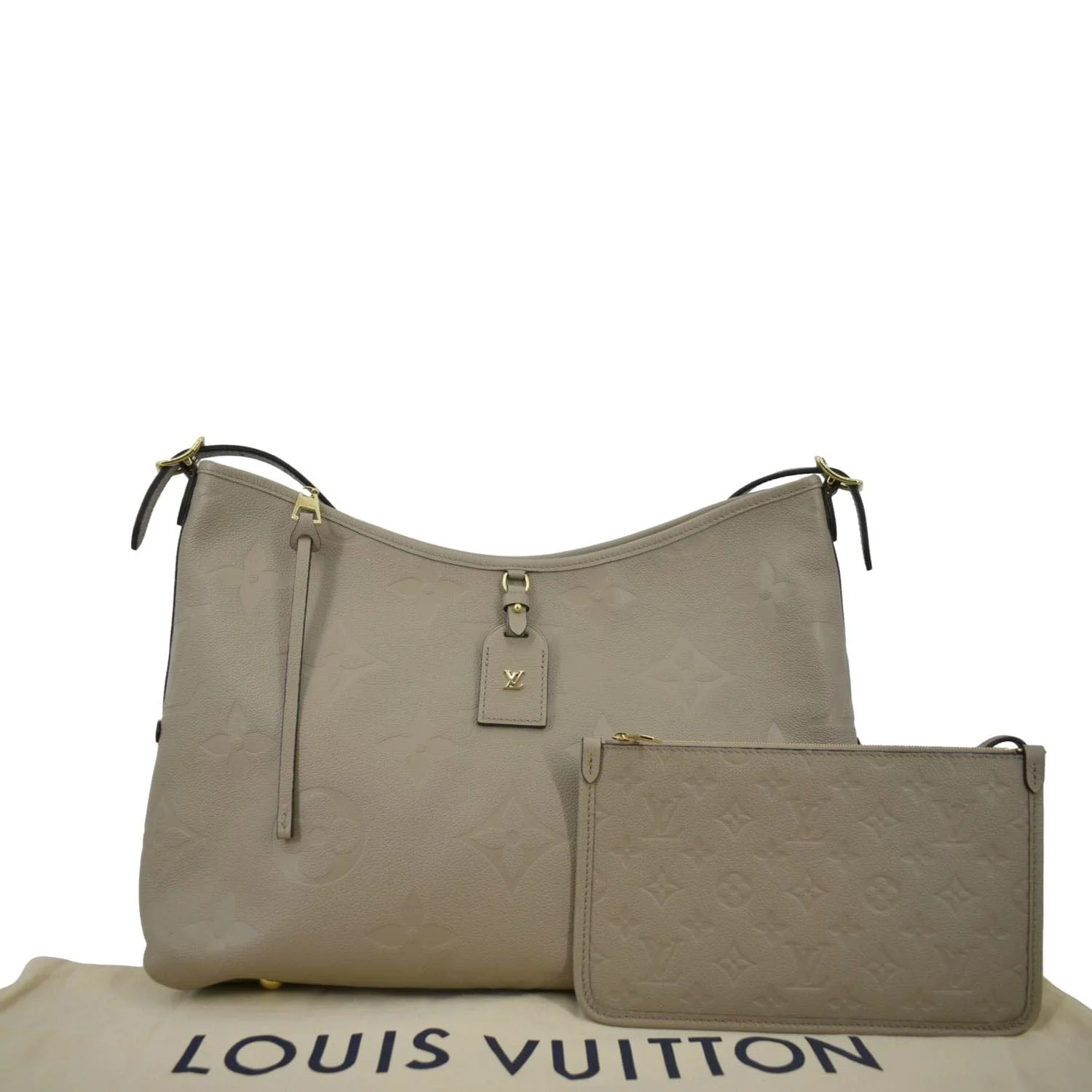 LOUIS VUITTON Carryall MM Monogram Empreinte Crossbody Bag Tourterelle Gray - Image 3