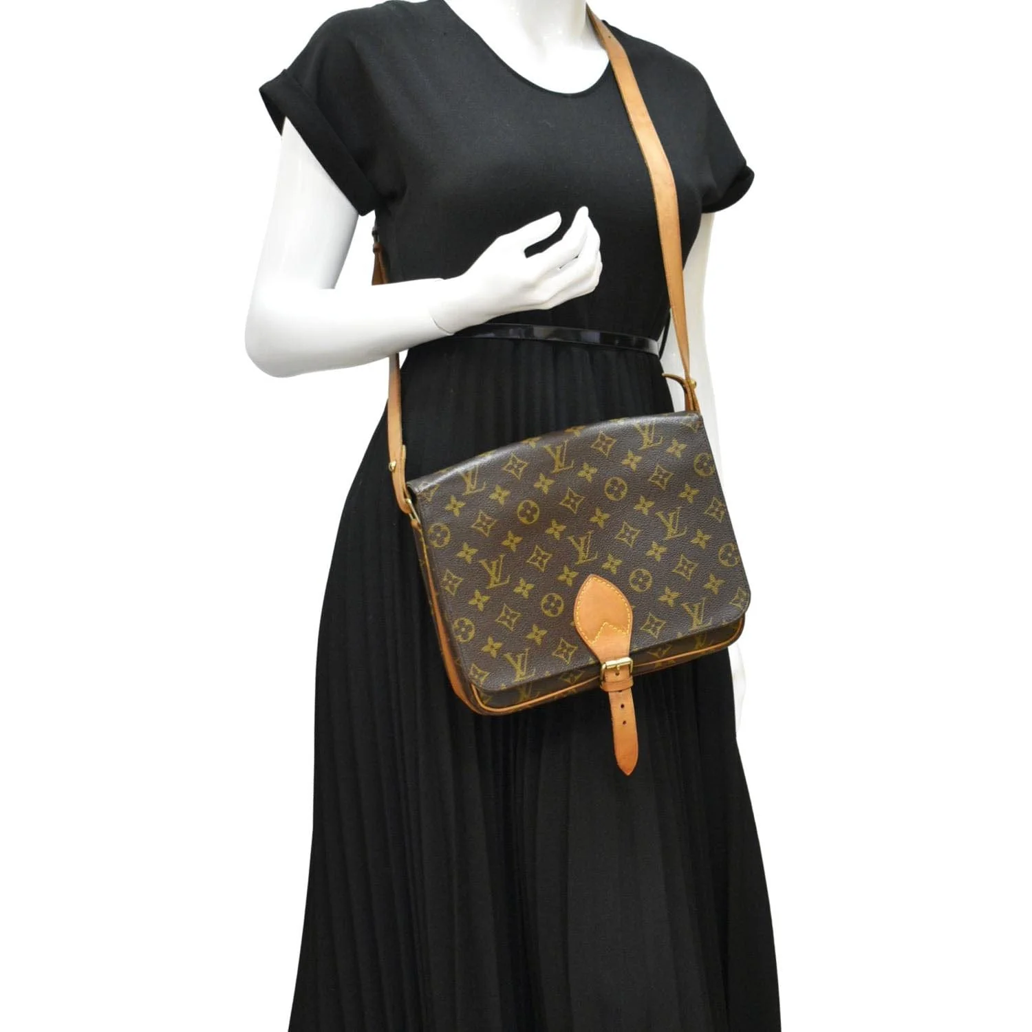 LOUIS VUITTON Cartouchiere MM Monogram Canvas Crossbody Bag Brown - Image 2