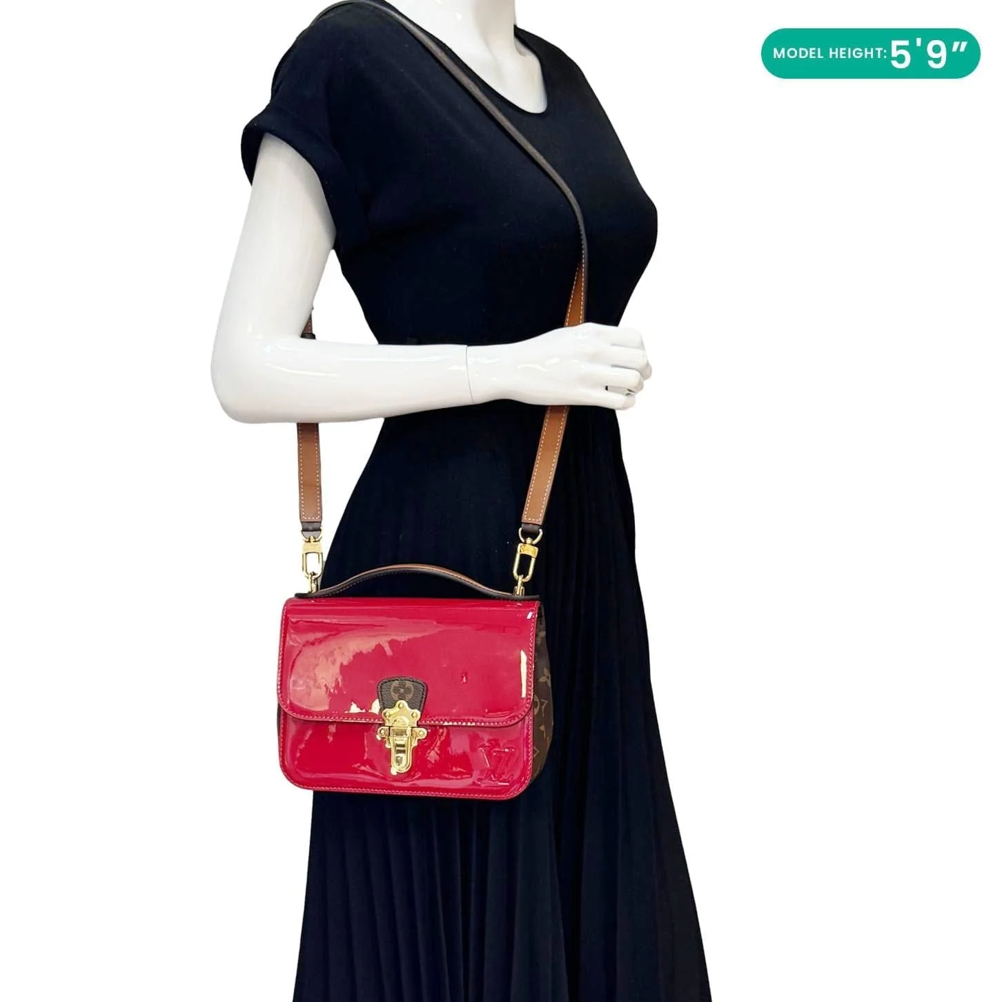 LOUIS VUITTON Cherrywood BB Vernis Leather Crossbody Bag Red - Image 2