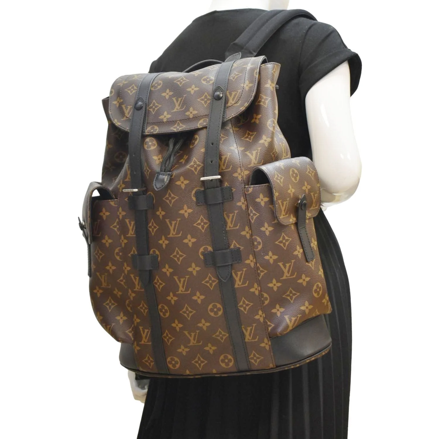 LOUIS VUITTON Christopher MM Monogram Macassar Canvas Backpack Bag Brown - Image 2