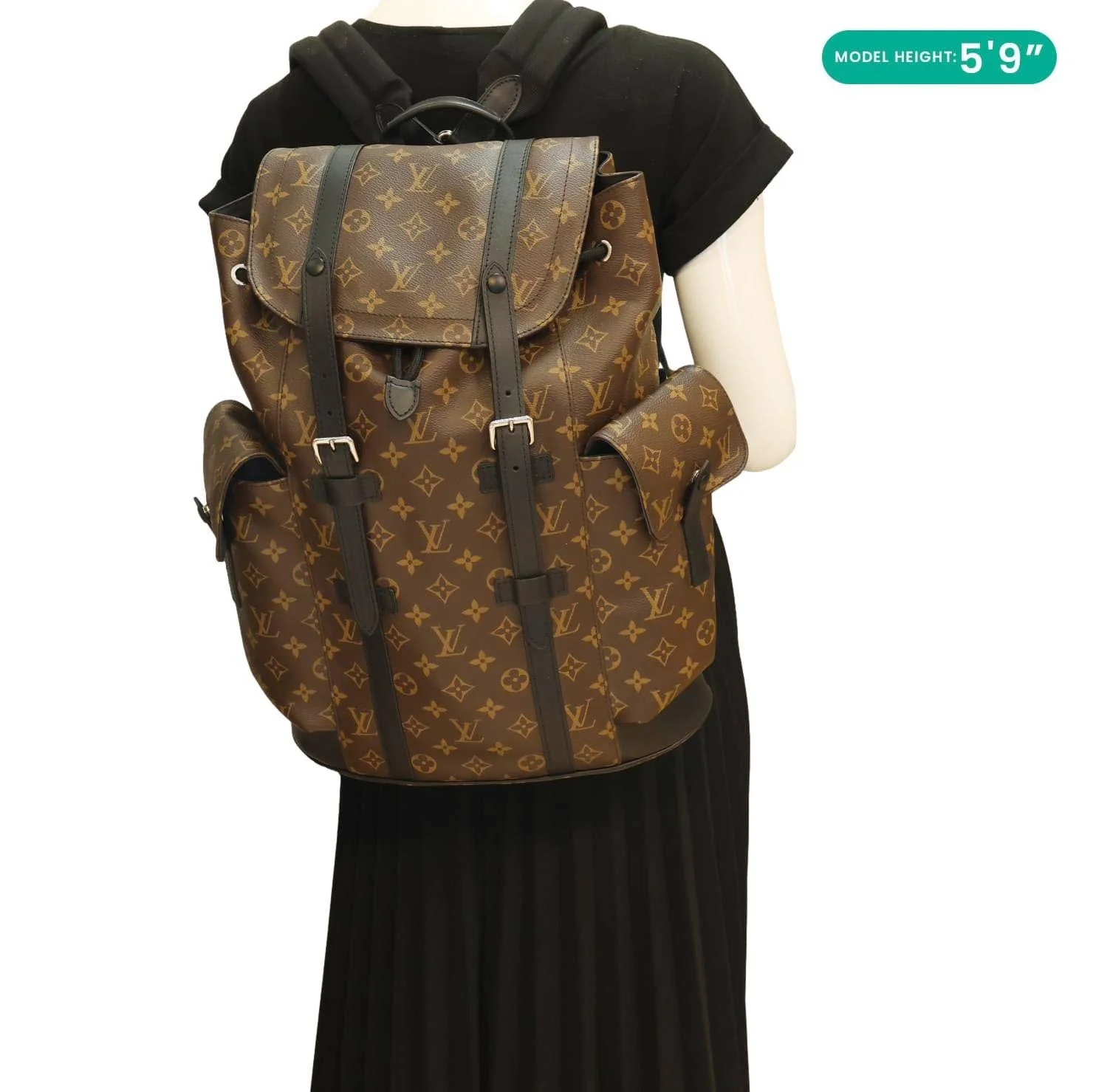 LOUIS VUITTON Christopher Monogram Macassar Canvas Backpack Bag Brown - Image 2