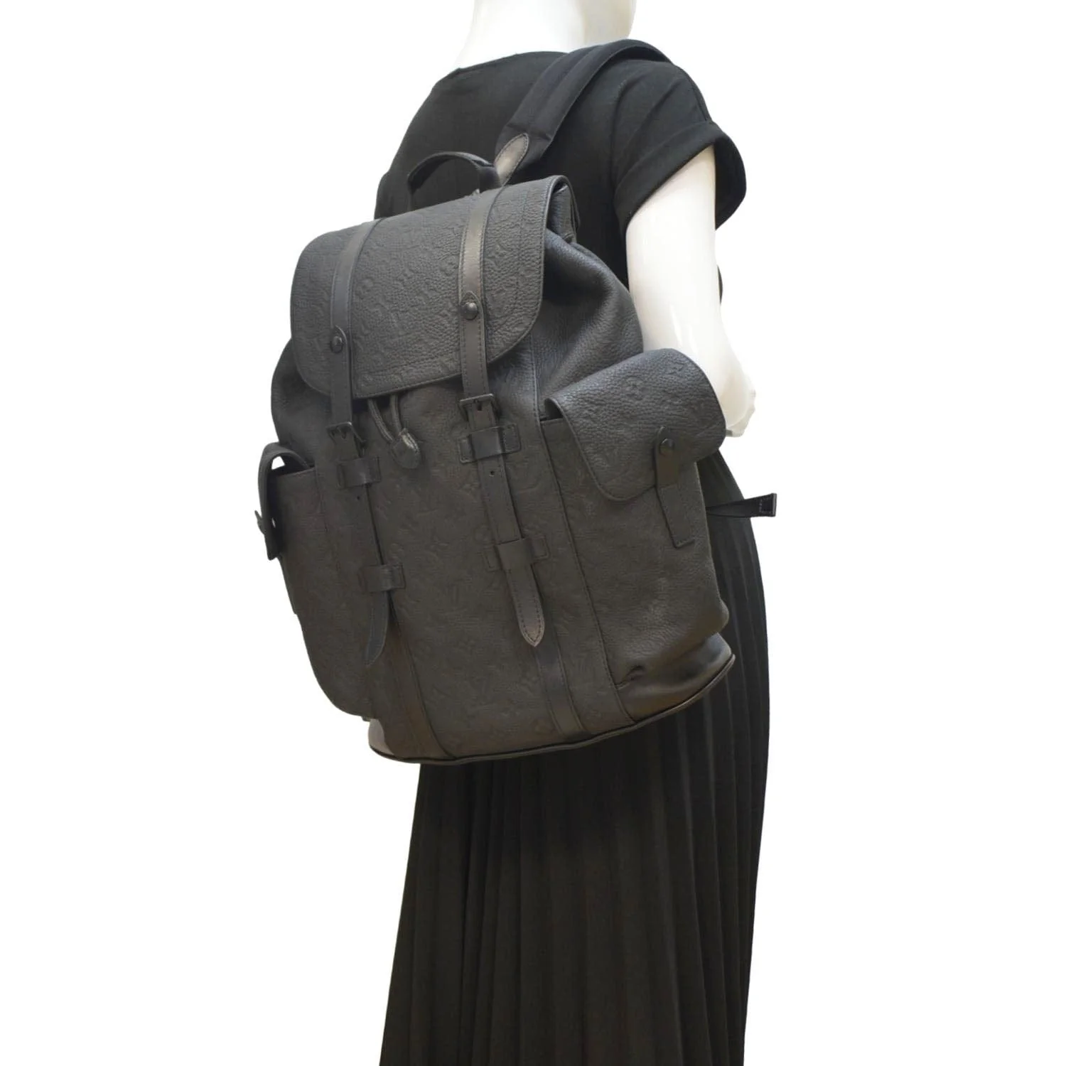 LOUIS VUITTON Christopher PM Monogram Taurillon Leather Backpack Bag Black - Image 2