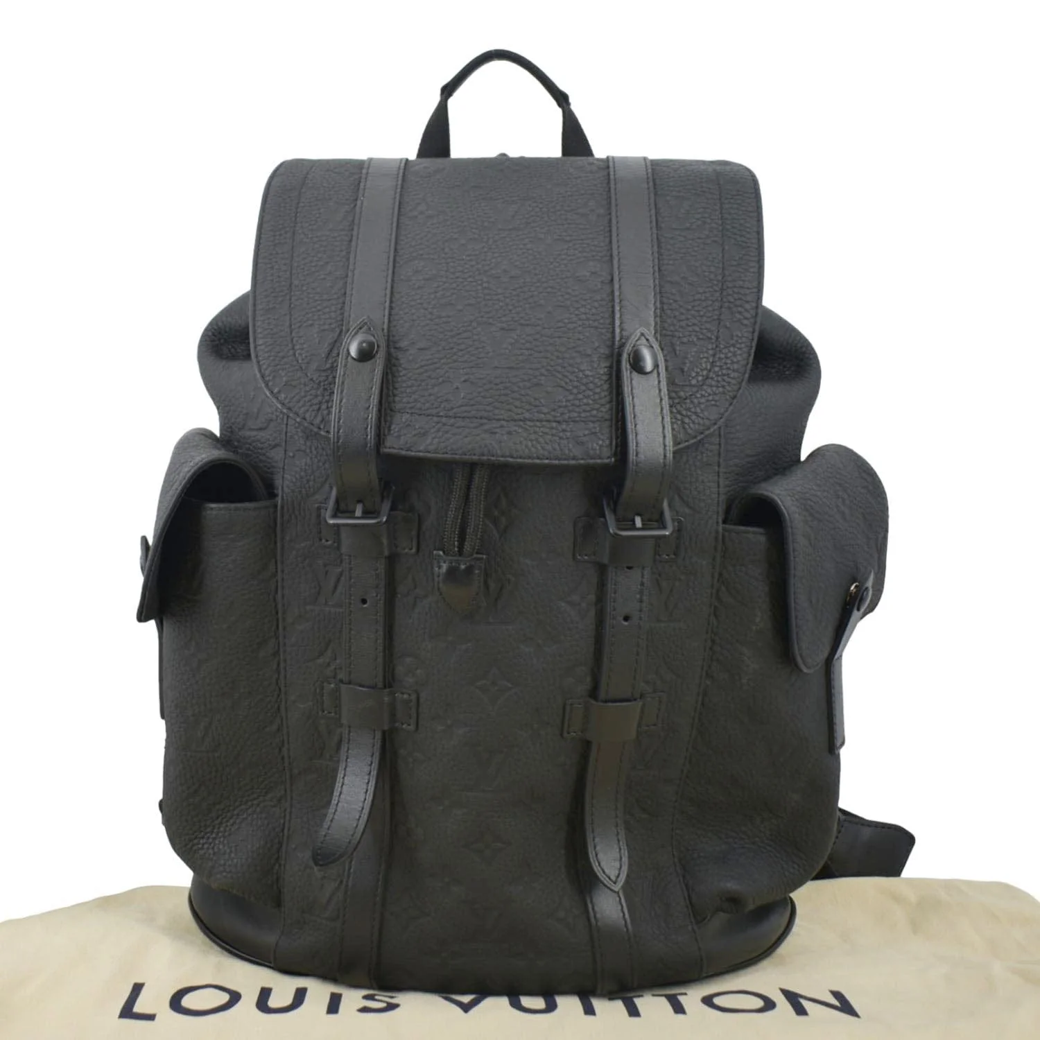 LOUIS VUITTON Christopher PM Monogram Taurillon Leather Backpack Bag Black - Image 3