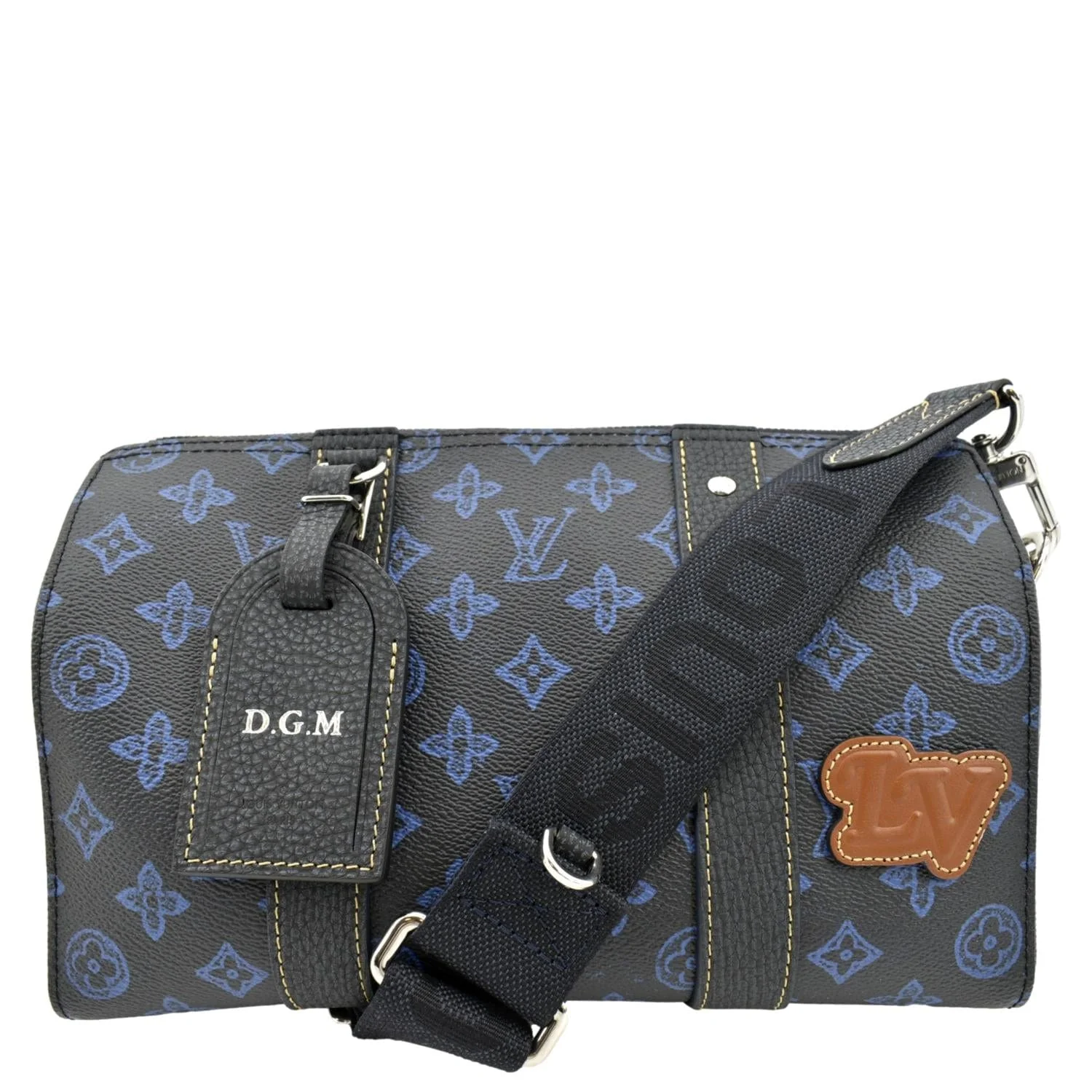 LOUIS VUITTON City Keepall Monogram Leather Travel Bag Blue - Image 3