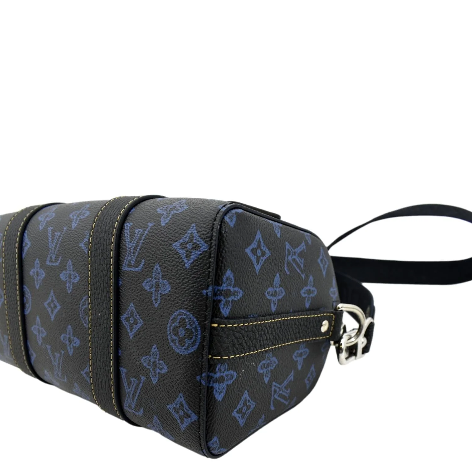 LOUIS VUITTON City Keepall Monogram Leather Travel Bag Blue - Image 8