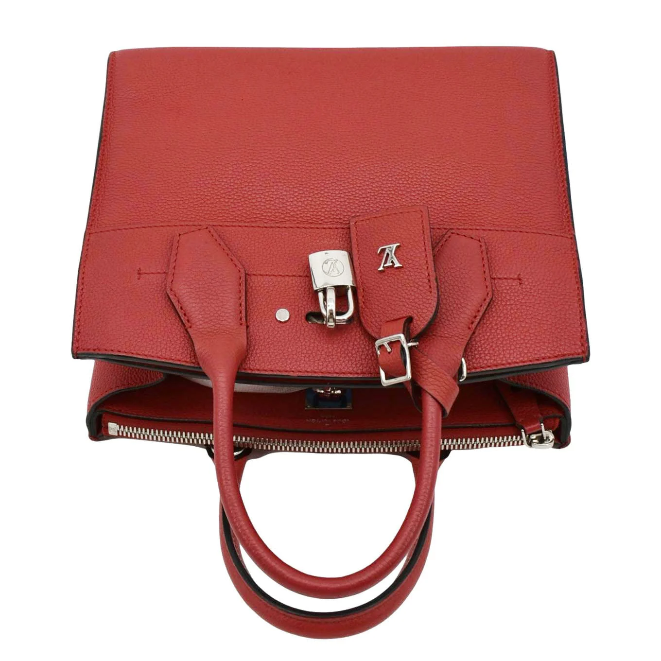 LOUIS VUITTON City Steamer PM Leather Tote Bag Red - Image 4