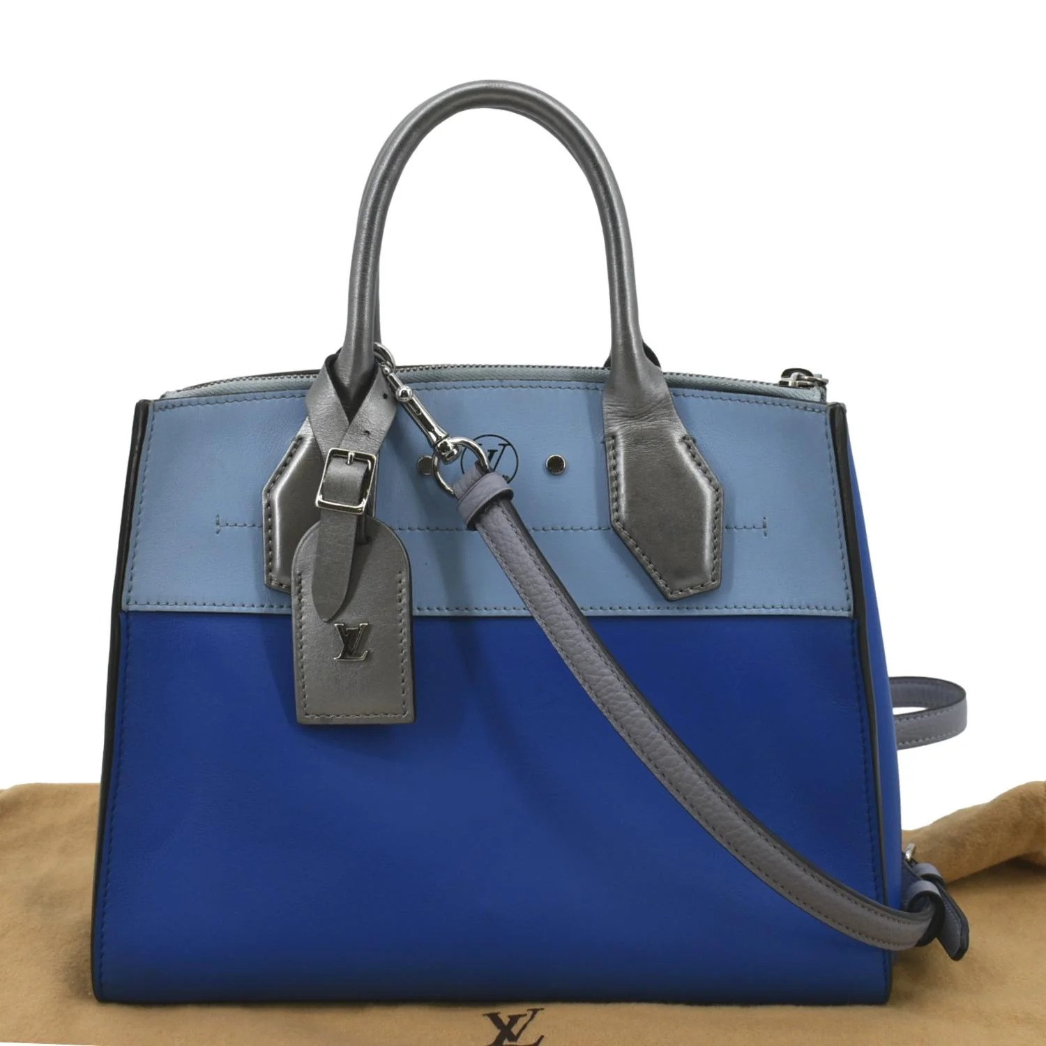 LOUIS VUITTON City Steamer Leather Shoulder Tri Color Bag Blue - Image 3
