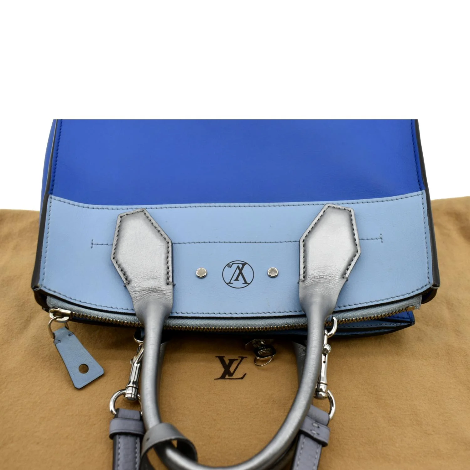LOUIS VUITTON City Steamer Leather Shoulder Tri Color Bag Blue - Image 4