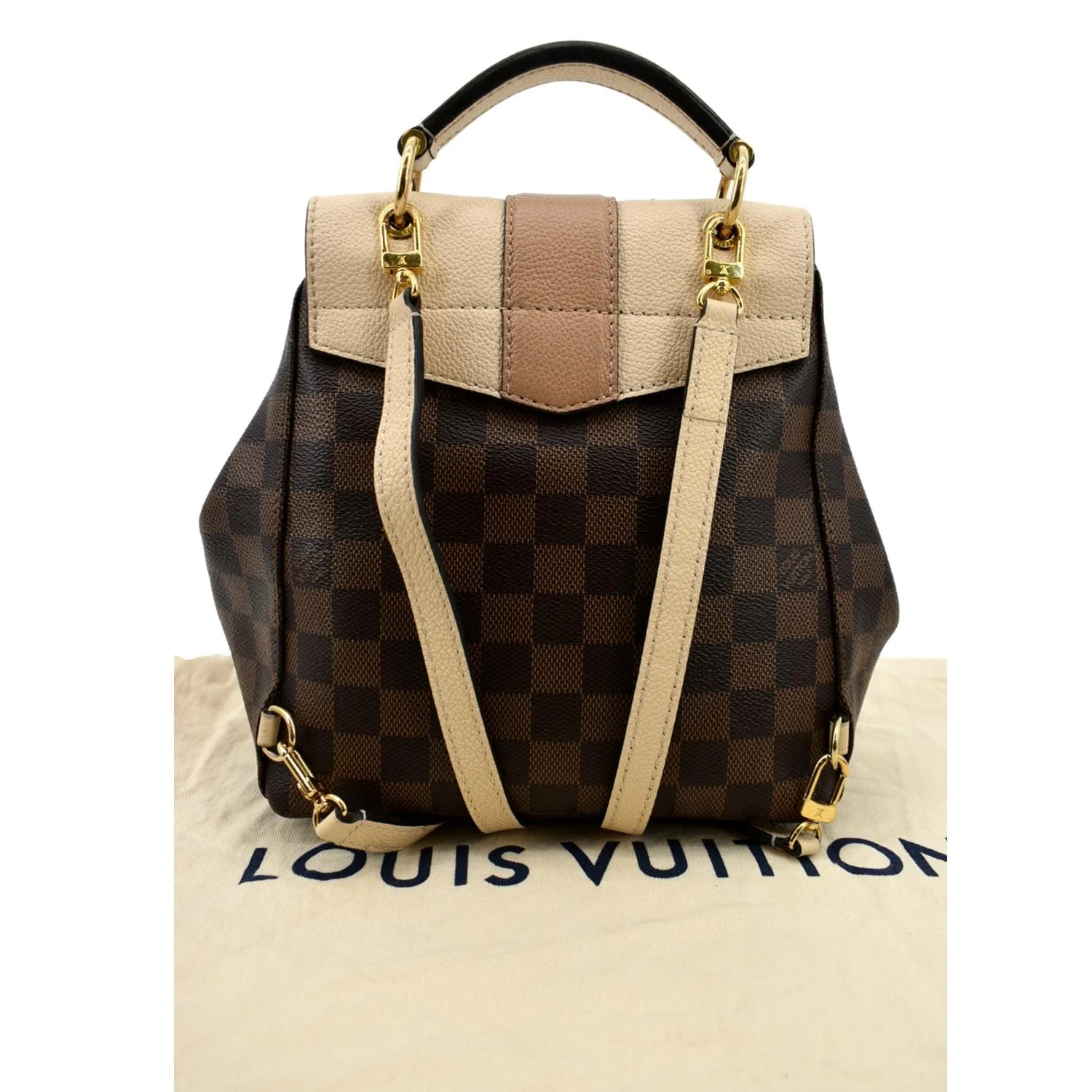 LOUIS VUITTON Clapton Damier Ebene Backpack Bag Creme Beige - Image 3