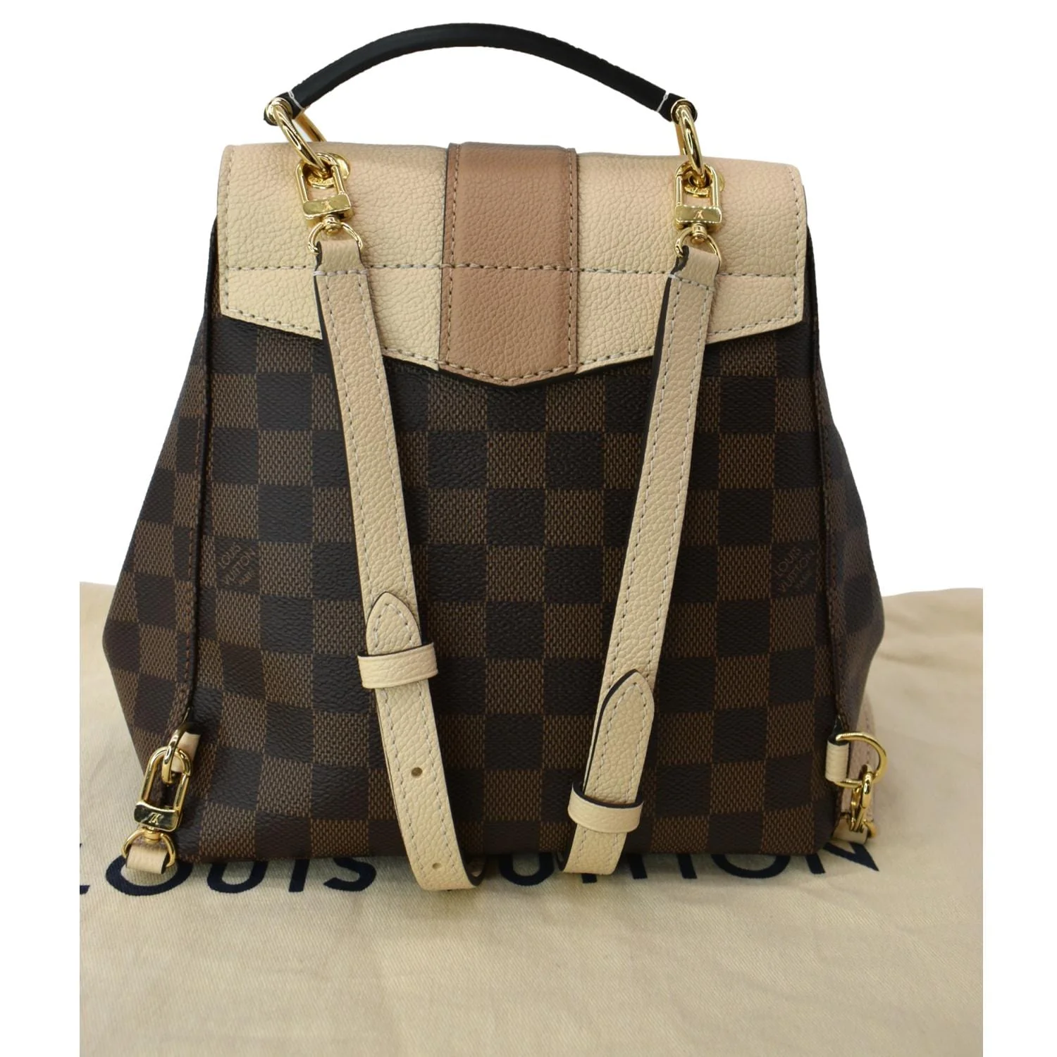 LOUIS VUITTON Clapton Damier Ebene Backpack Bag Creme Beige - Image 3