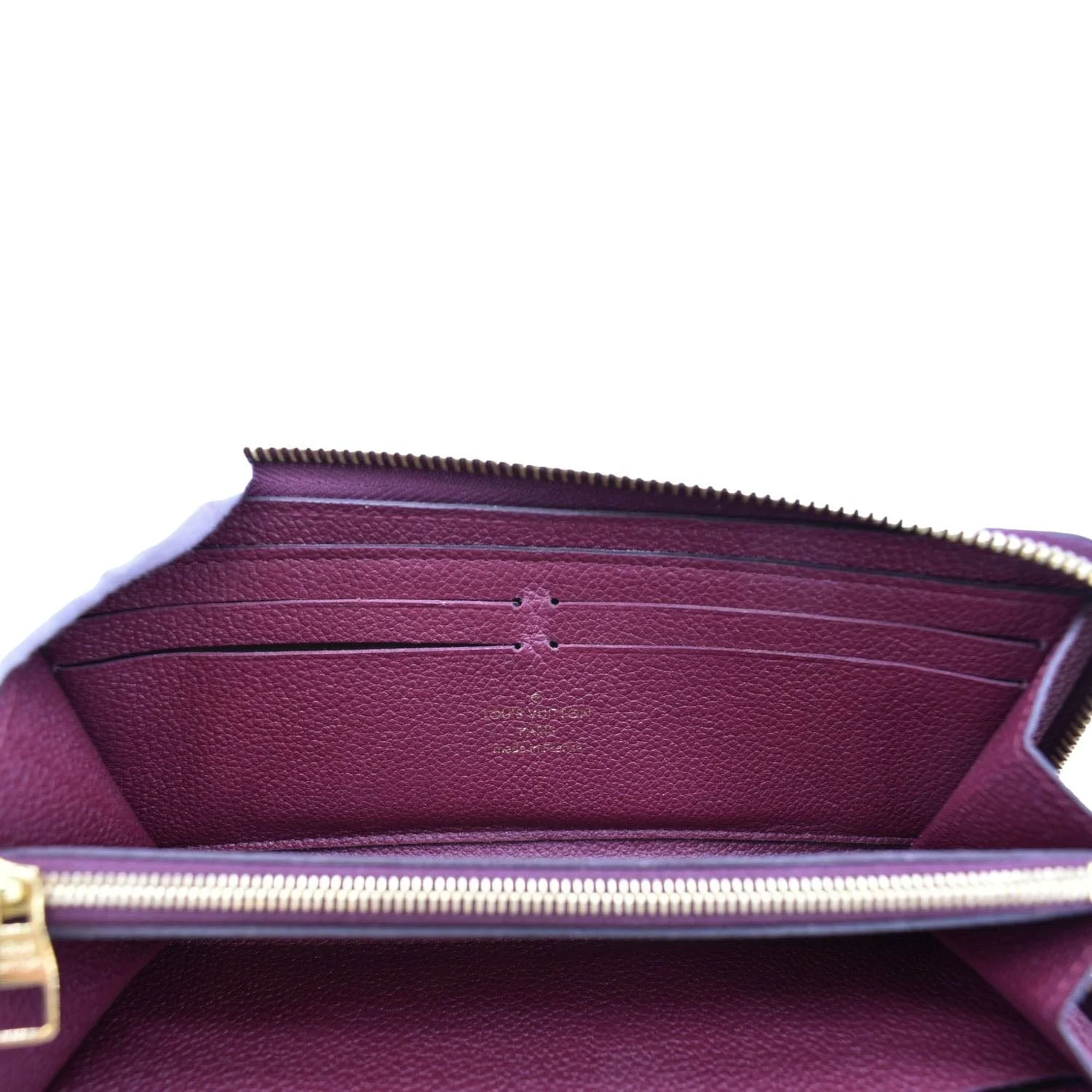 LOUIS VUITTON Clemence Empreinte Leather Wallet Maroon - Image 11