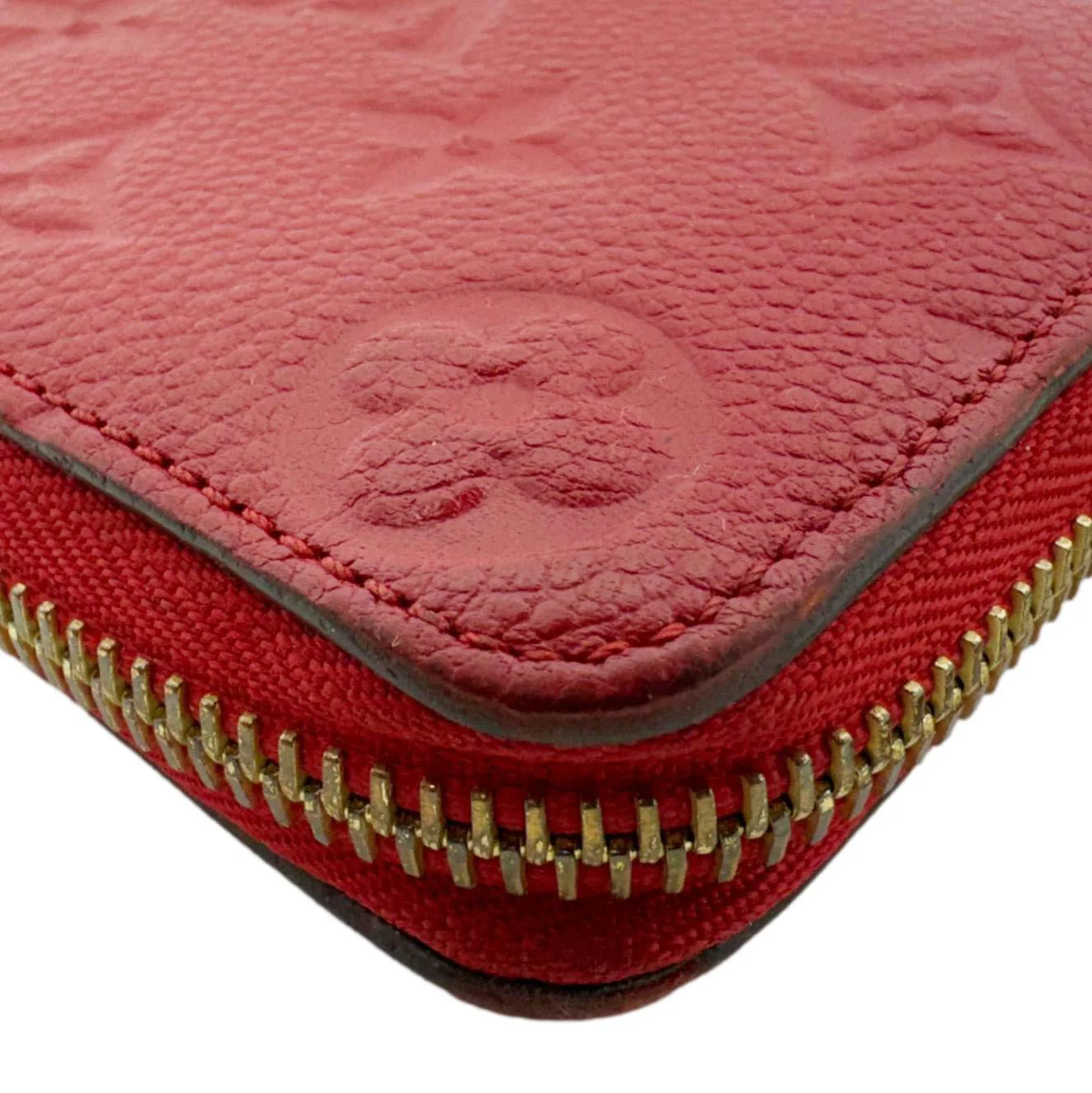 LOUIS VUITTON Clemence Monogram Empreinte Leather Wallet Red - Image 11