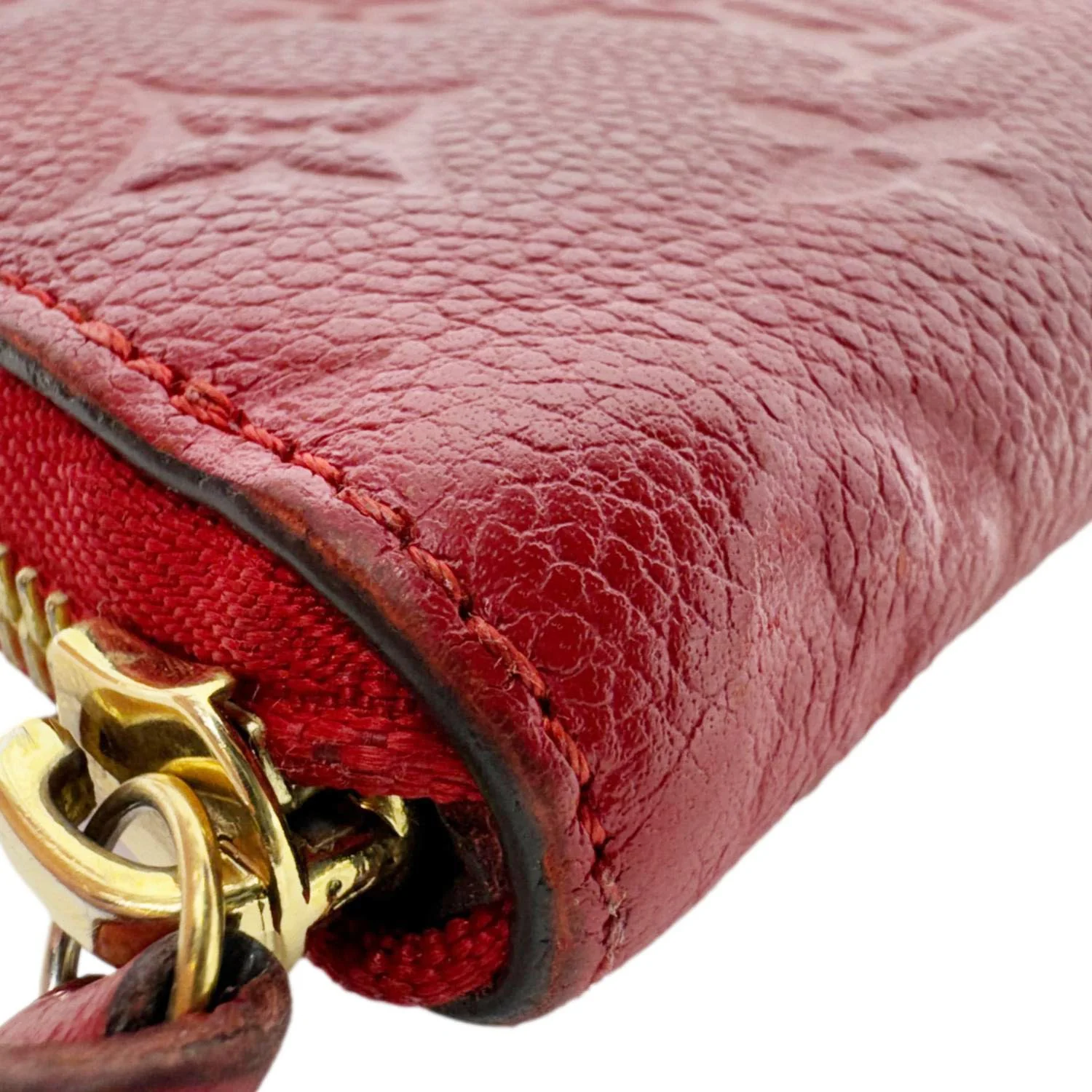 LOUIS VUITTON Clemence Monogram Empreinte Leather Wallet Red - Image 8