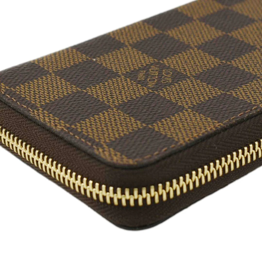LOUIS VUITTON Clemence Damier Ebene Zippy Wallet Brown - Image 9
