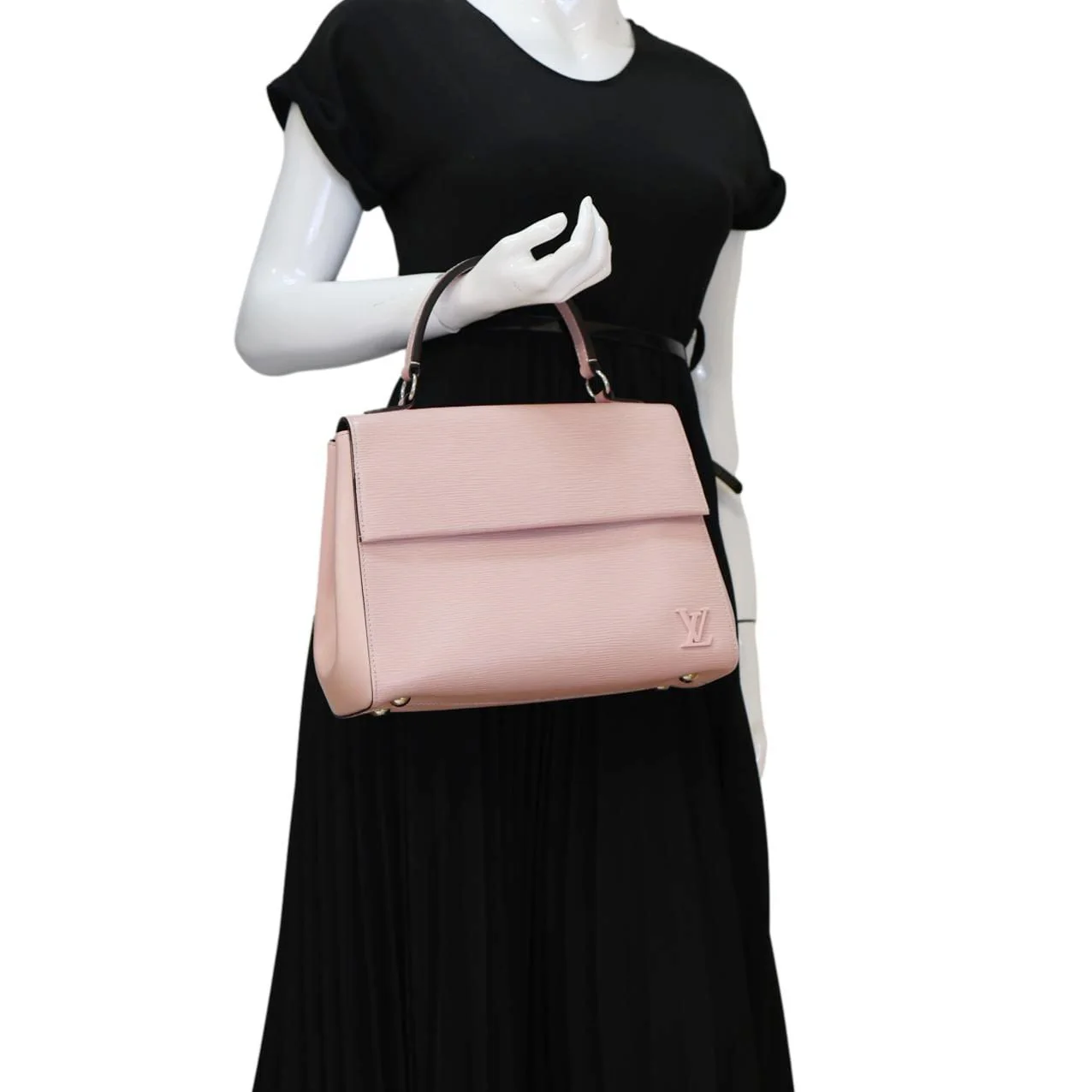 LOUIS VUITTON Cluny MM Epi Leather Top Handle Crossbody Bag Rose Ballerine - Image 2