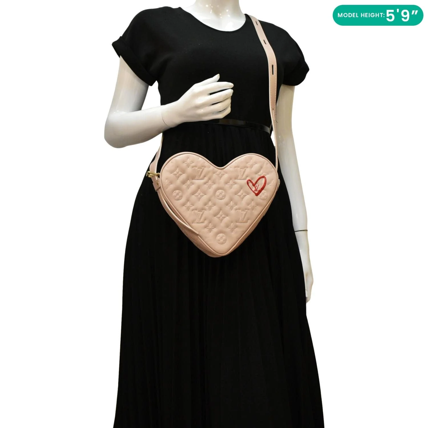 LOUIS VUITTON Fall In Love Sac Coeur Monogram Embossed Crossbody Bag Light Pink - Image 3