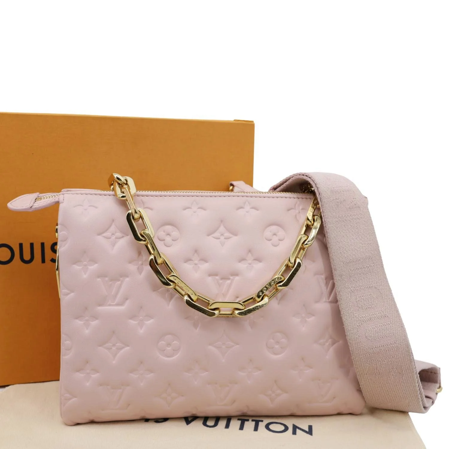 LOUIS VUITTON Coussin PM Monogram Embossed Leather Shoulder Bag Pink - Image 3