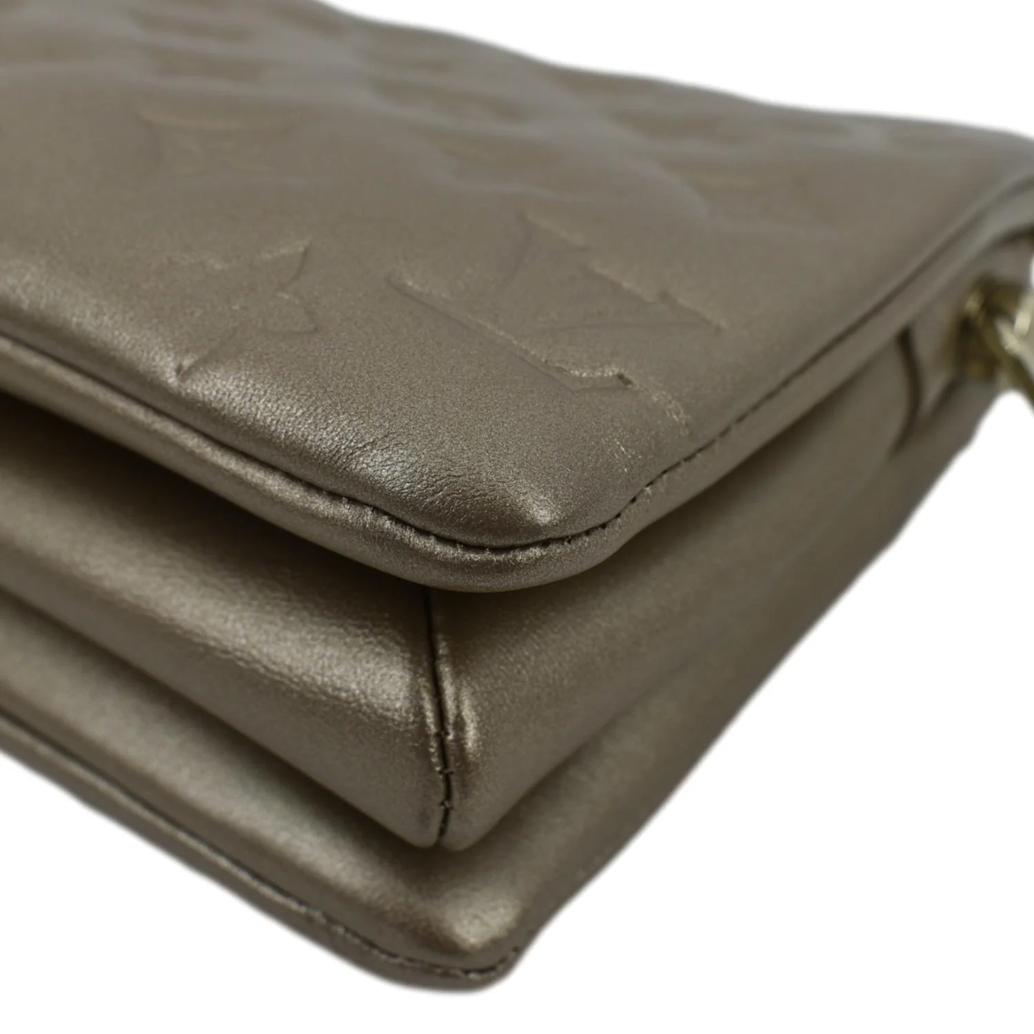 LOUIS VUITTON Coussin BB Monogram Embossed Leather Shoulder Bag Gold - Image 9