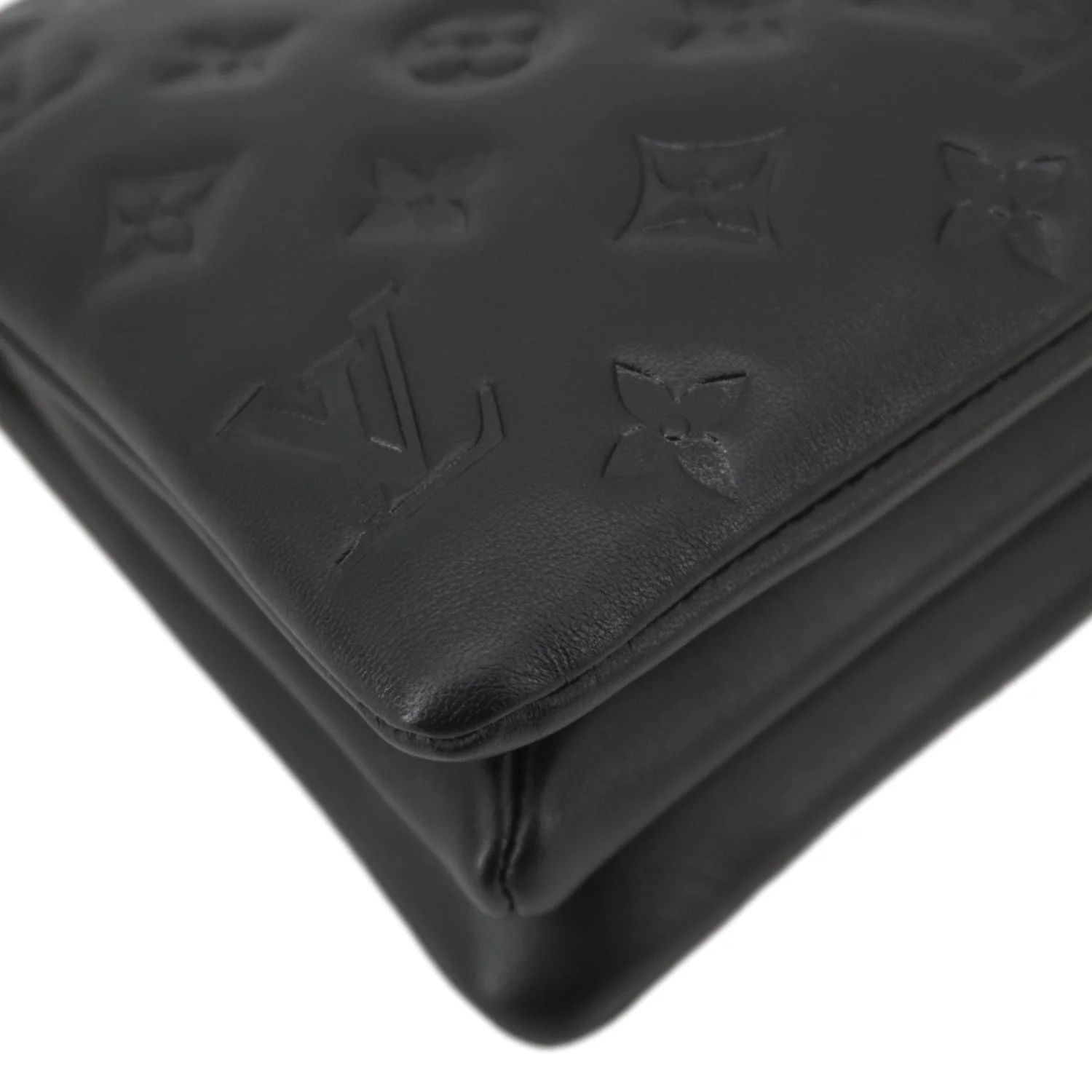 LOUIS VUITTON Coussin BB Monogram Embossed Leather Shoulder Bag Black - Image 8