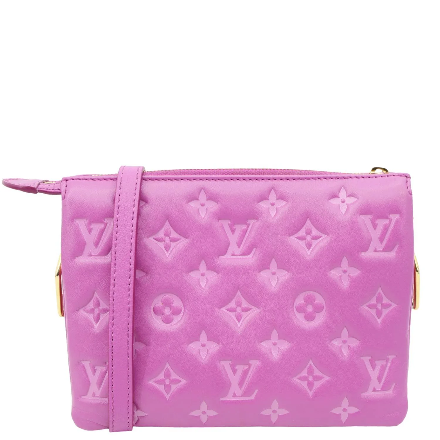 LOUIS VUITTON Coussin BB Monogram Embossed Leather Shoulder Bag Pink - Image 3