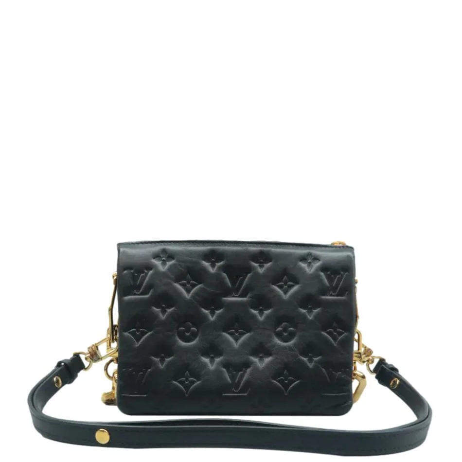 LOUIS VUITTON Coussin BB Monogram Embossed Leather Shoulder Bag Black - Image 2