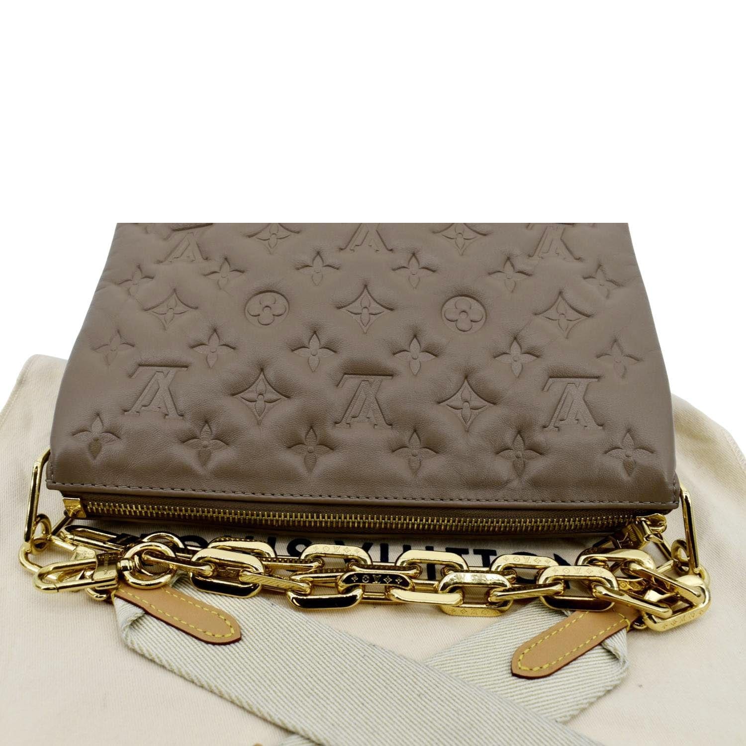 LOUIS VUITTON Coussin MM Monogram Embossed Shoulder Bag Taupe - Image 5