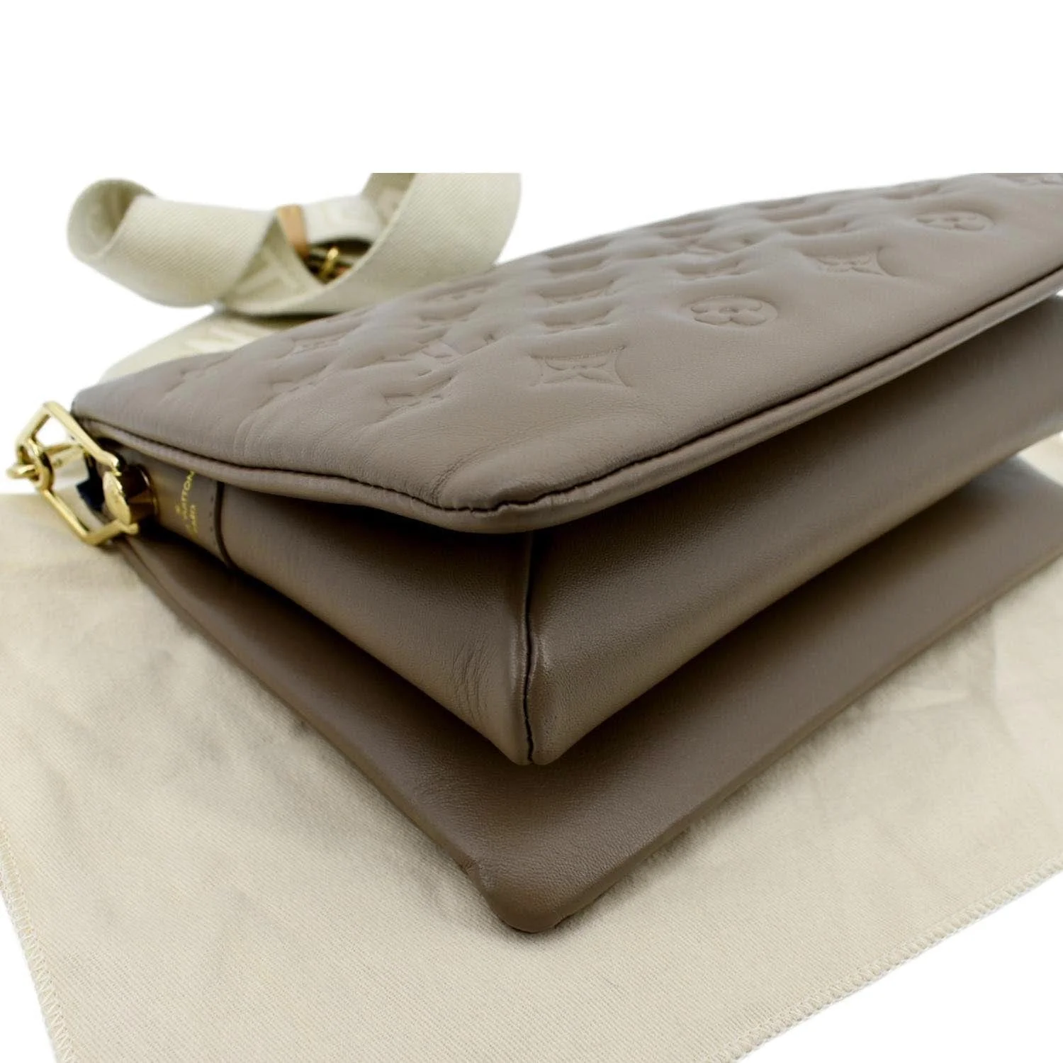 LOUIS VUITTON Coussin MM Monogram Embossed Shoulder Bag Taupe - Image 9