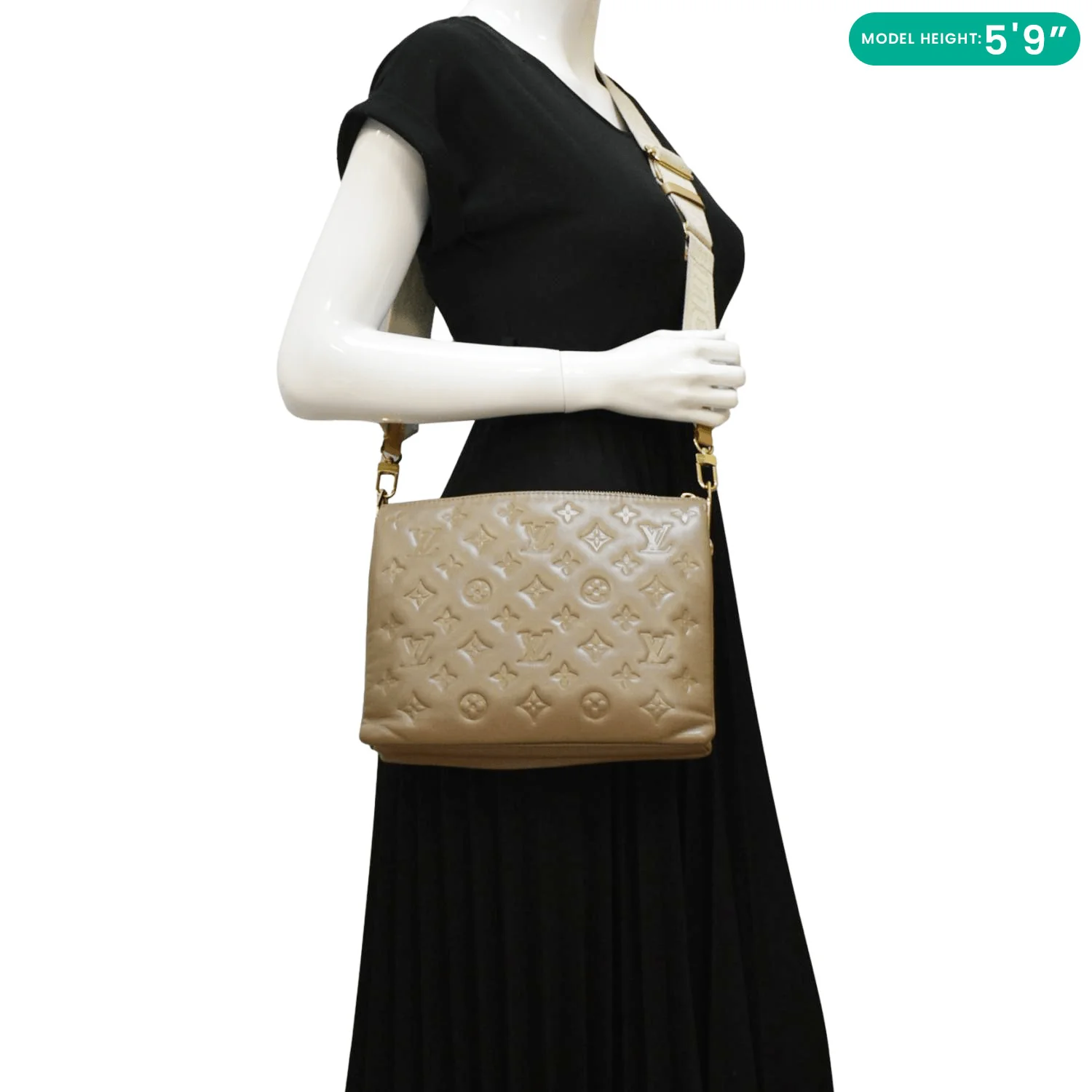LOUIS VUITTON Coussin PM Monogram Embossed Leather Crossbody Bag Beige - Image 2