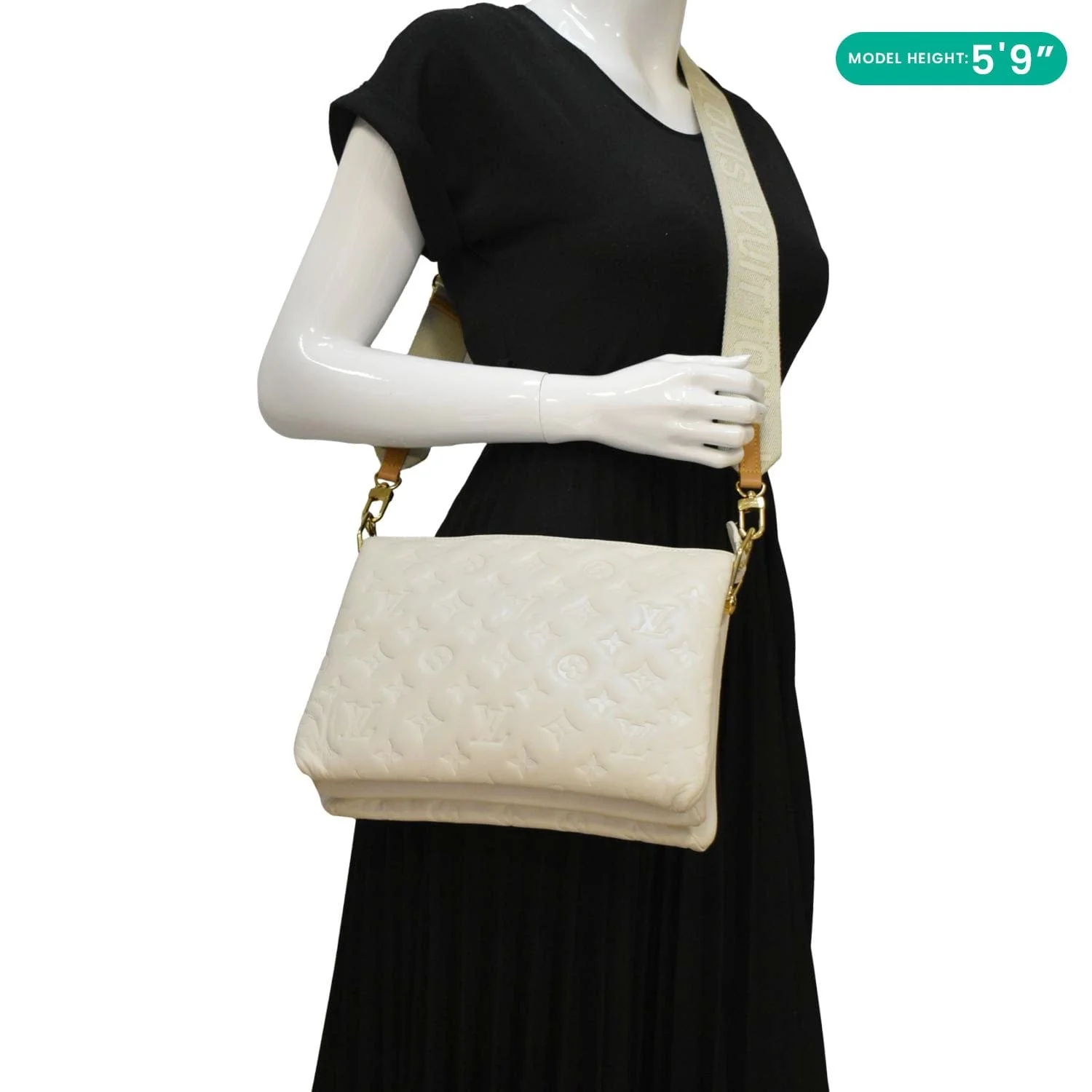 LOUIS VUITTON Coussin PM Monogram Embossed Leather Shoulder Bag Off White - Image 2