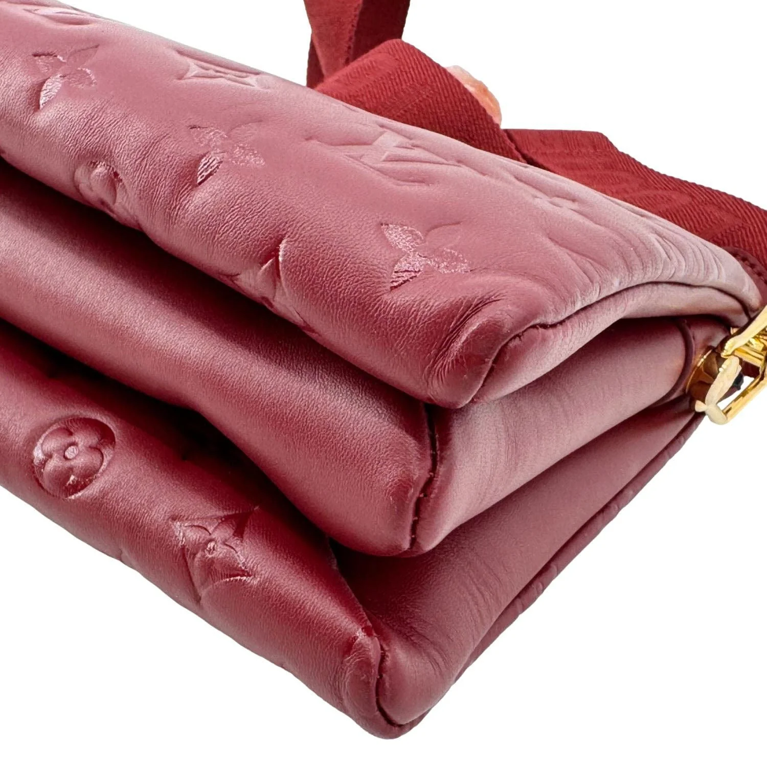 LOUIS VUITTON Coussin PM Monogram Embossed Leather Shoulder Bag Burgundy - Image 11
