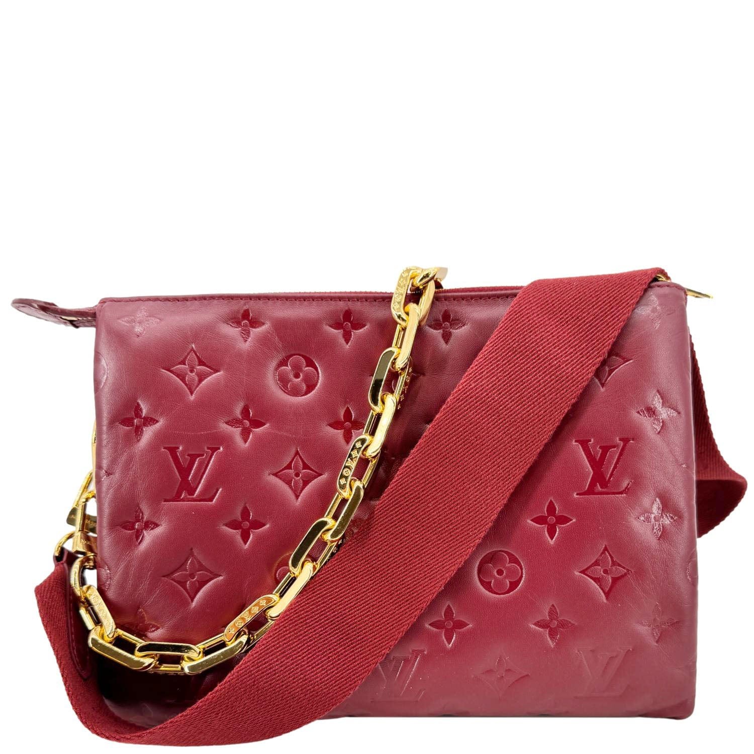 LOUIS VUITTON Coussin PM Monogram Embossed Leather Shoulder Bag Burgundy - Image 3