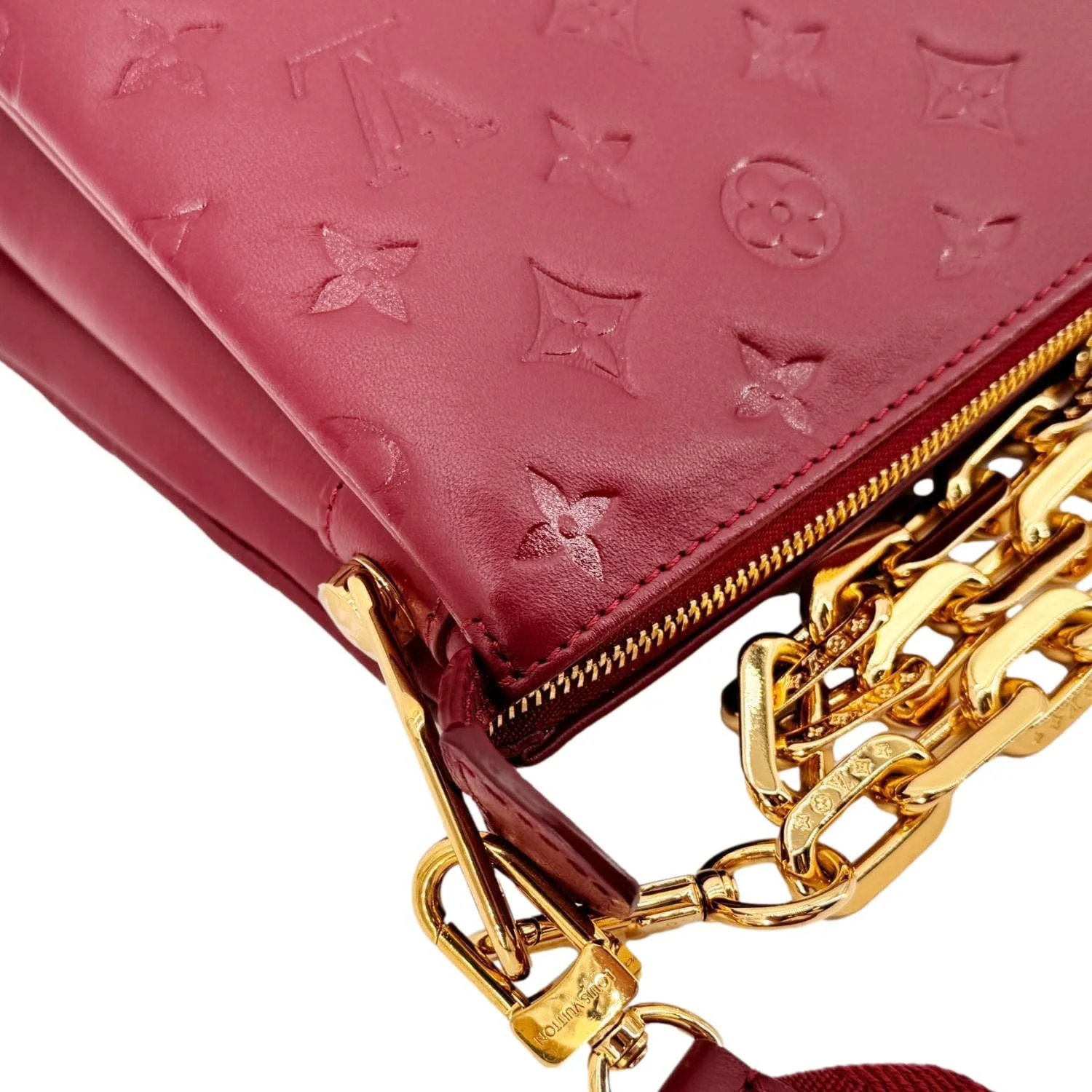 LOUIS VUITTON Coussin PM Monogram Embossed Leather Shoulder Bag Burgundy - Image 6