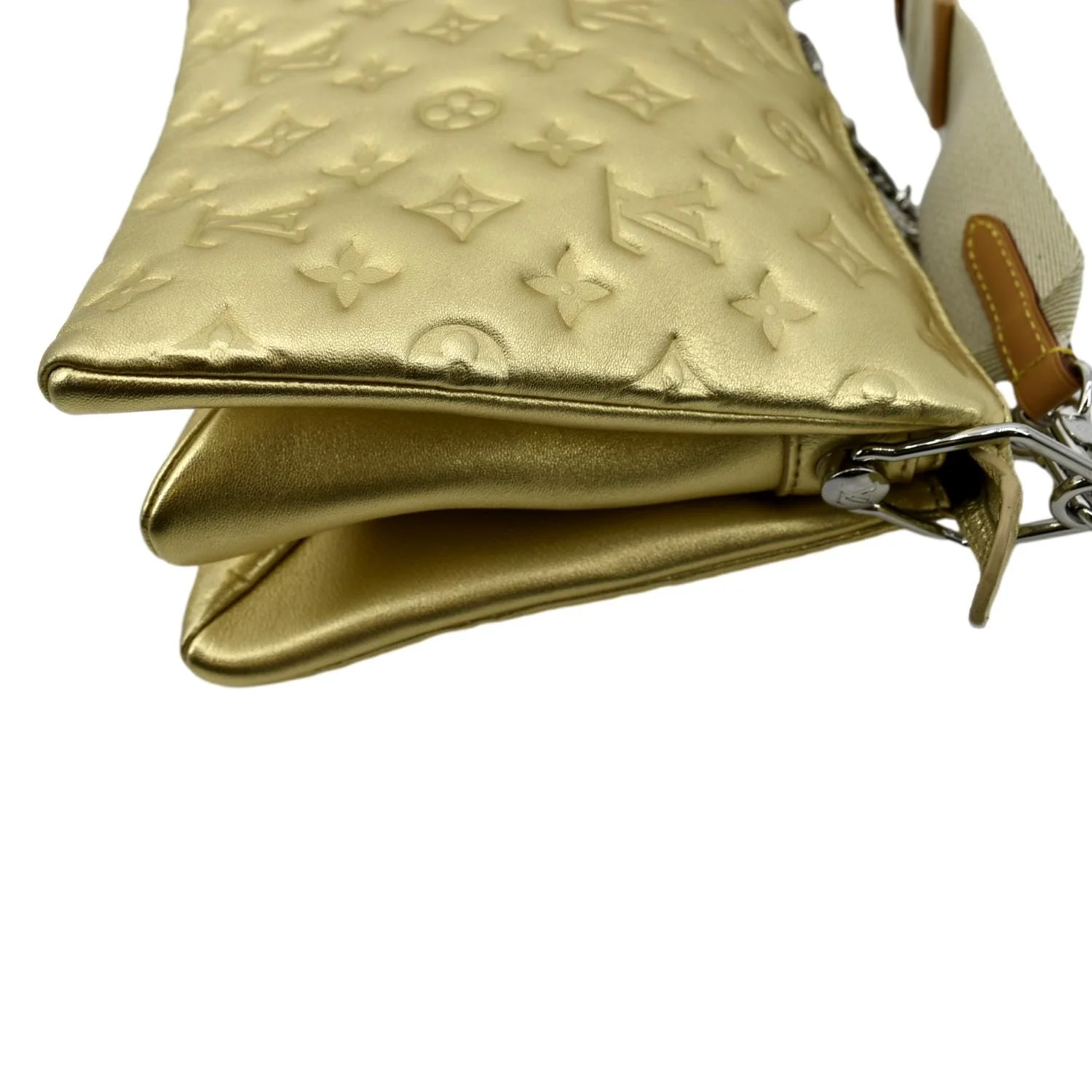 LOUIS VUITTON Coussin PM Monogram Embossed Leather Shoulder Bag Gold - Image 10