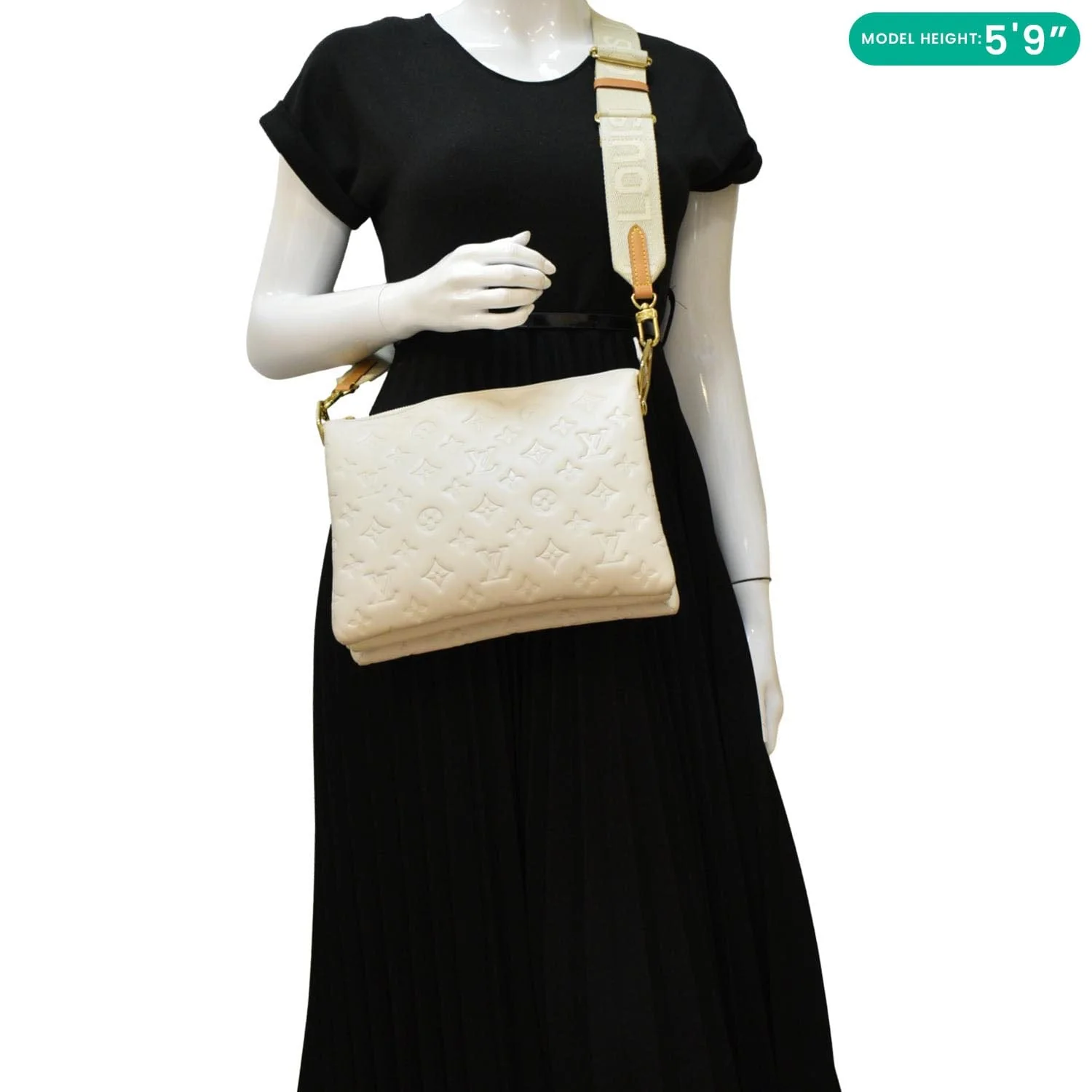 LOUIS VUITTON Coussin PM Monogram Embossed Leather Shoulder Bag White - Image 2