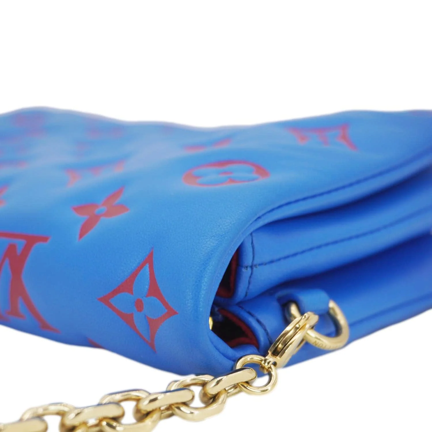 LOUIS VUITTON Coussin Pochette Monogram Embossed Leather Crossbody Bag Blue - Image 7