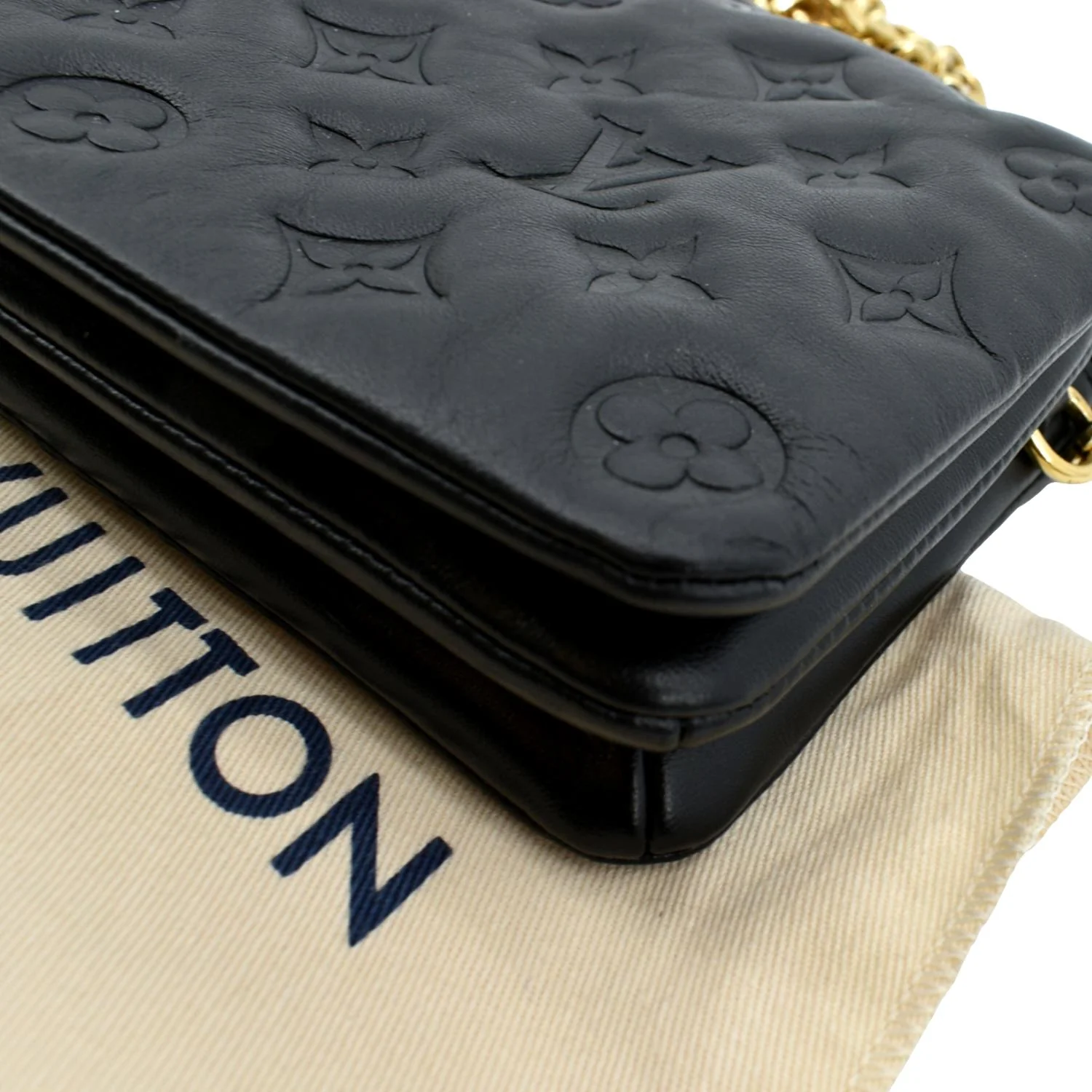 LOUIS VUITTON Coussin Monogram Embossed Pochette Crossbody Bag Black - Image 7