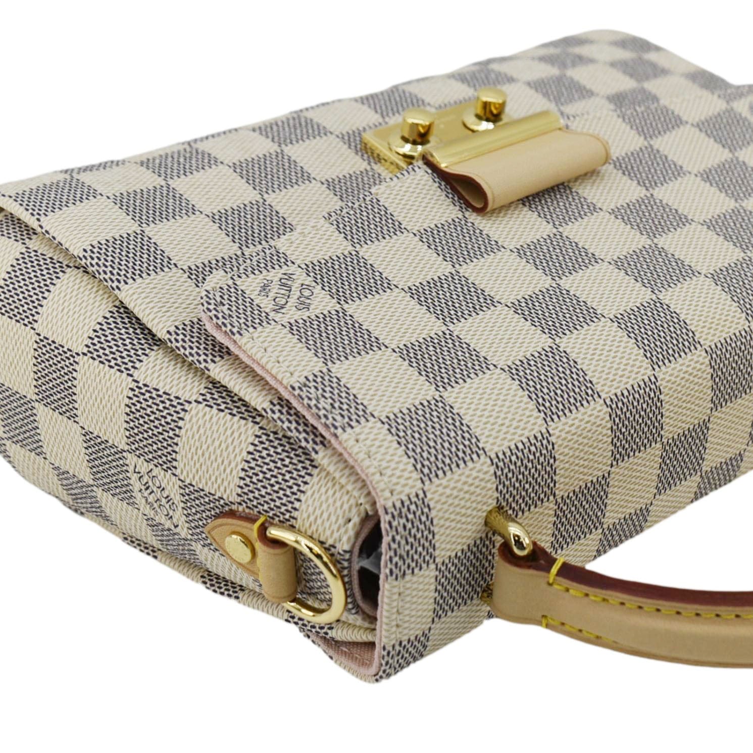 LOUIS VUITTON Croisette Damier Azur Satchel Crossbody Bag Rose Ballerine - Image 6