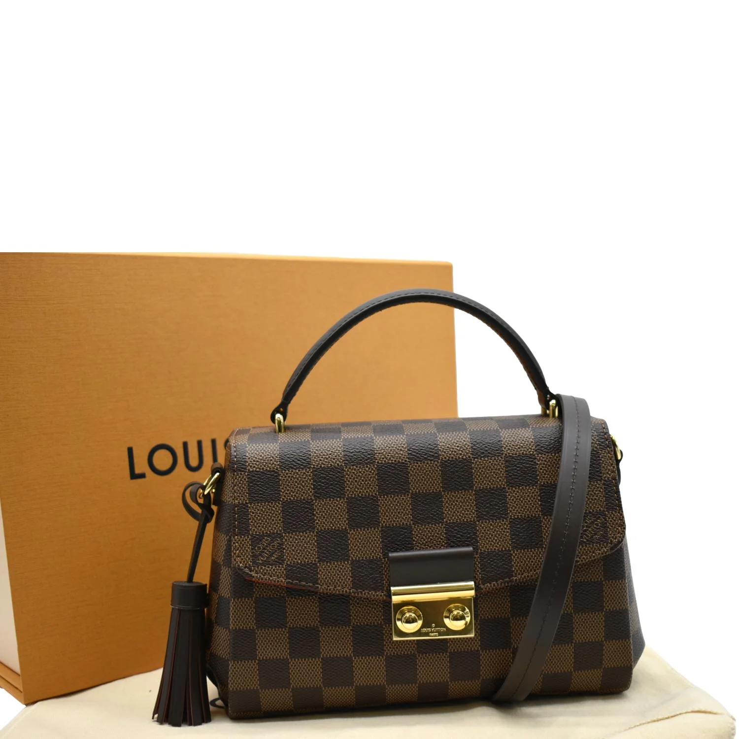 LOUIS VUITTON Croisette Damier Ebene Crossbody Bag Brown - Image 3